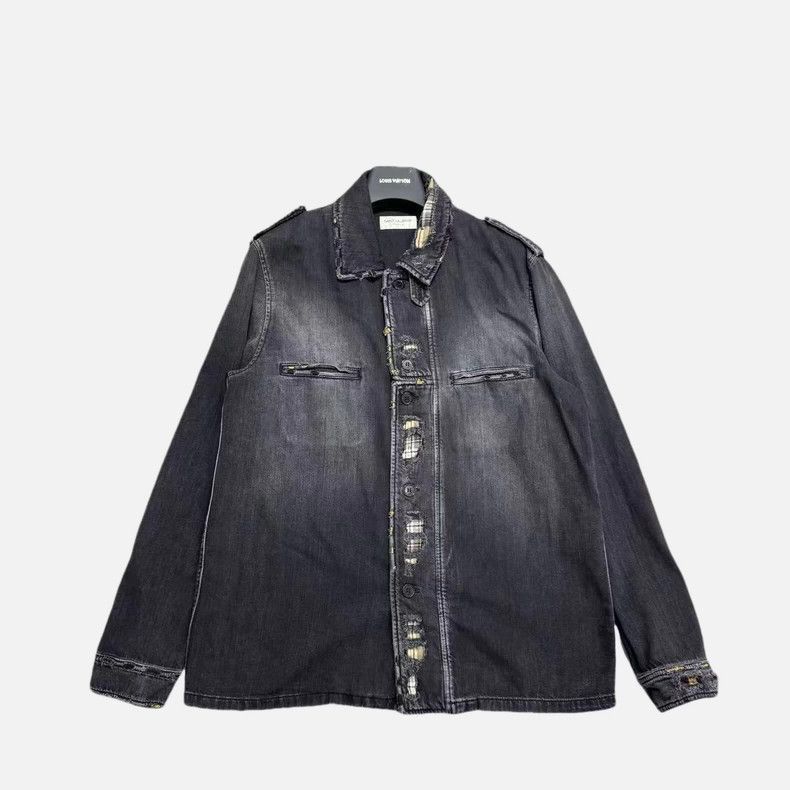 Saint Laurent Paris Distressed Denim Jacket with Vintage W