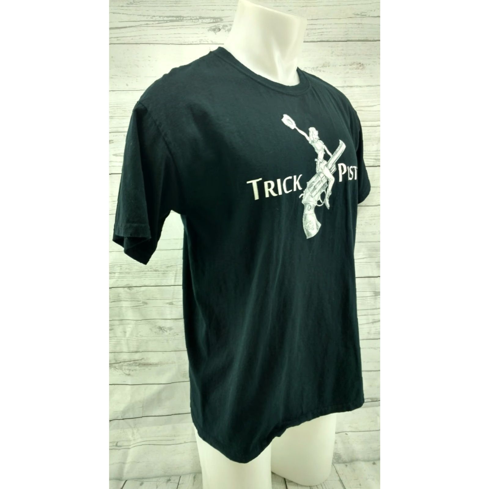 Gildan Gildan Trick Pistol Band T Shirt Black Large Mens Graphic Tee Short Sleeve 100% Cotton Regular Fit Size L Size US L / EU 52-54 / 3 - 4 Thumbnail