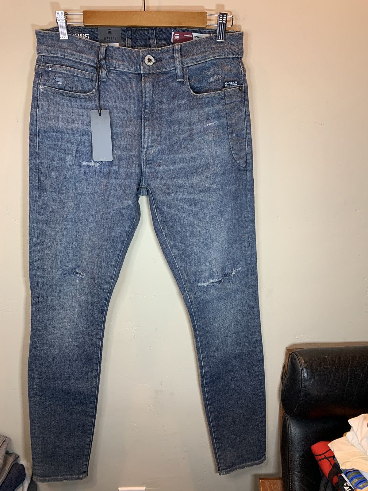 Designer × G-Star *RARE* New G-Star Raw Lancet Distressed Japanese Denim Jeans Size US 32 / EU 48 - 1 Thumbnail