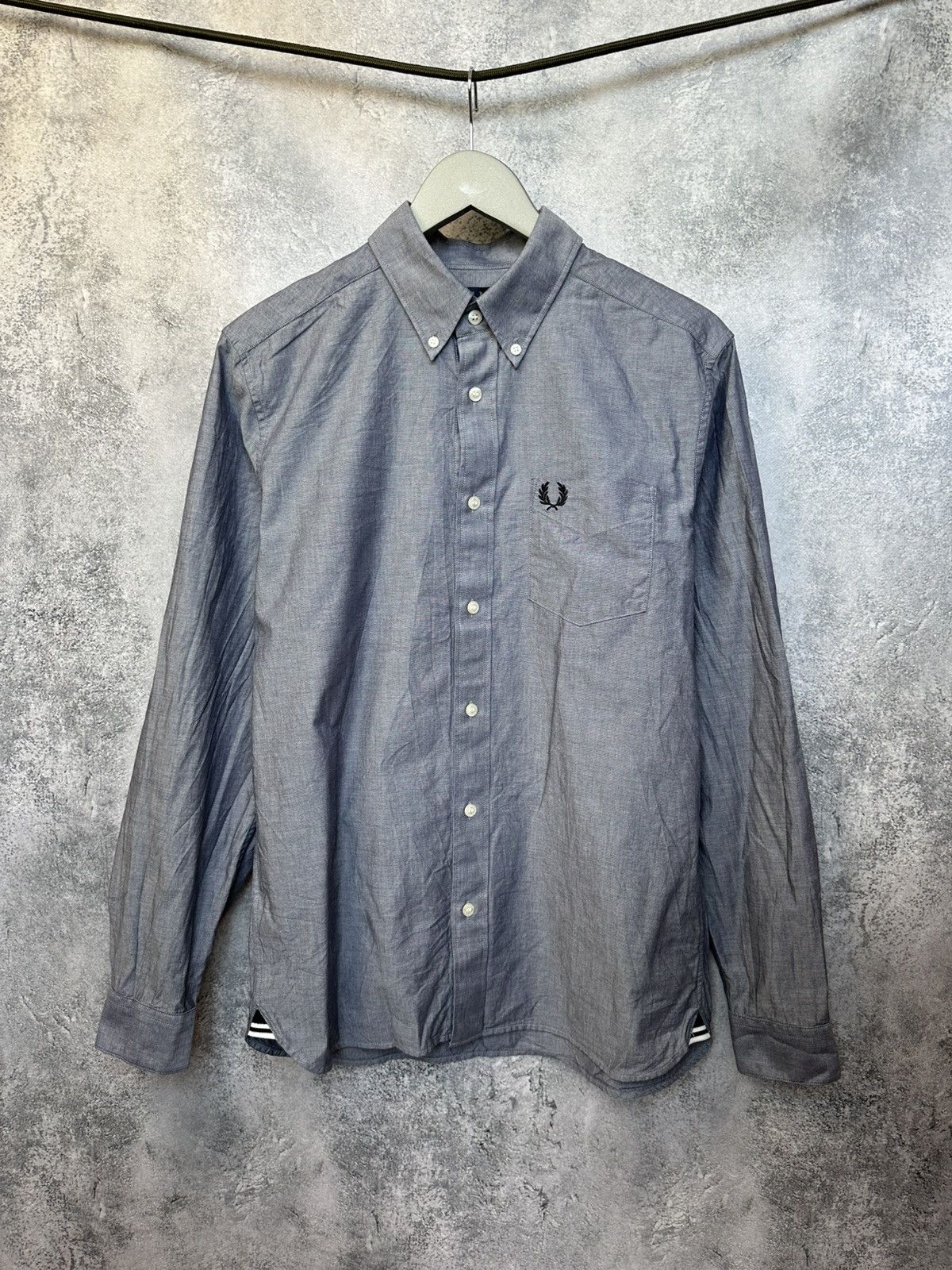 Designer × Fred Perry Fred Perry Shirt Button Up Gray Long Sleeve Oxford Pocket Size US M / EU 48-50 / 2 - 2 Thumbnail