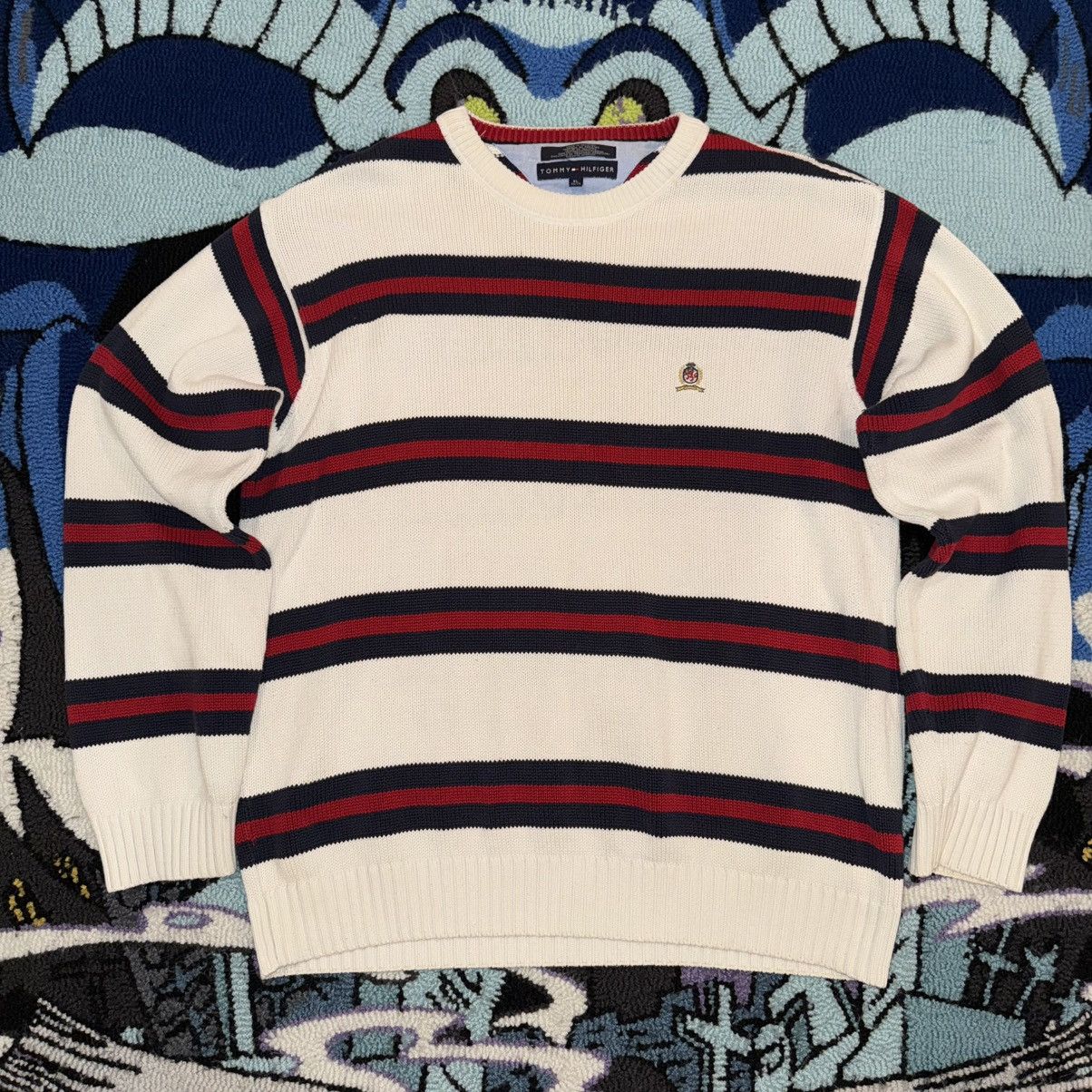 Tommy Hilfiger TOMMY HILFIGER STRIPED KNIT SWEATER Size US XL / EU 56 / 4 - 1 Thumbnail