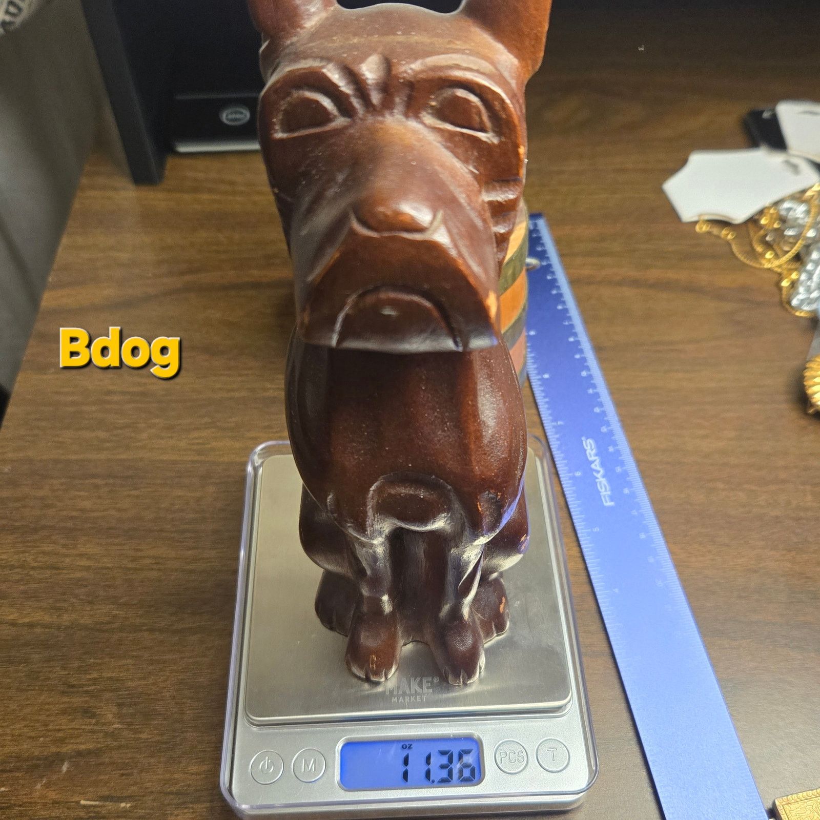 Vintage Vintage Hand Carved Wood Boxer Dog Figurine Art Sculpture Size ONE SIZE - 8 Thumbnail