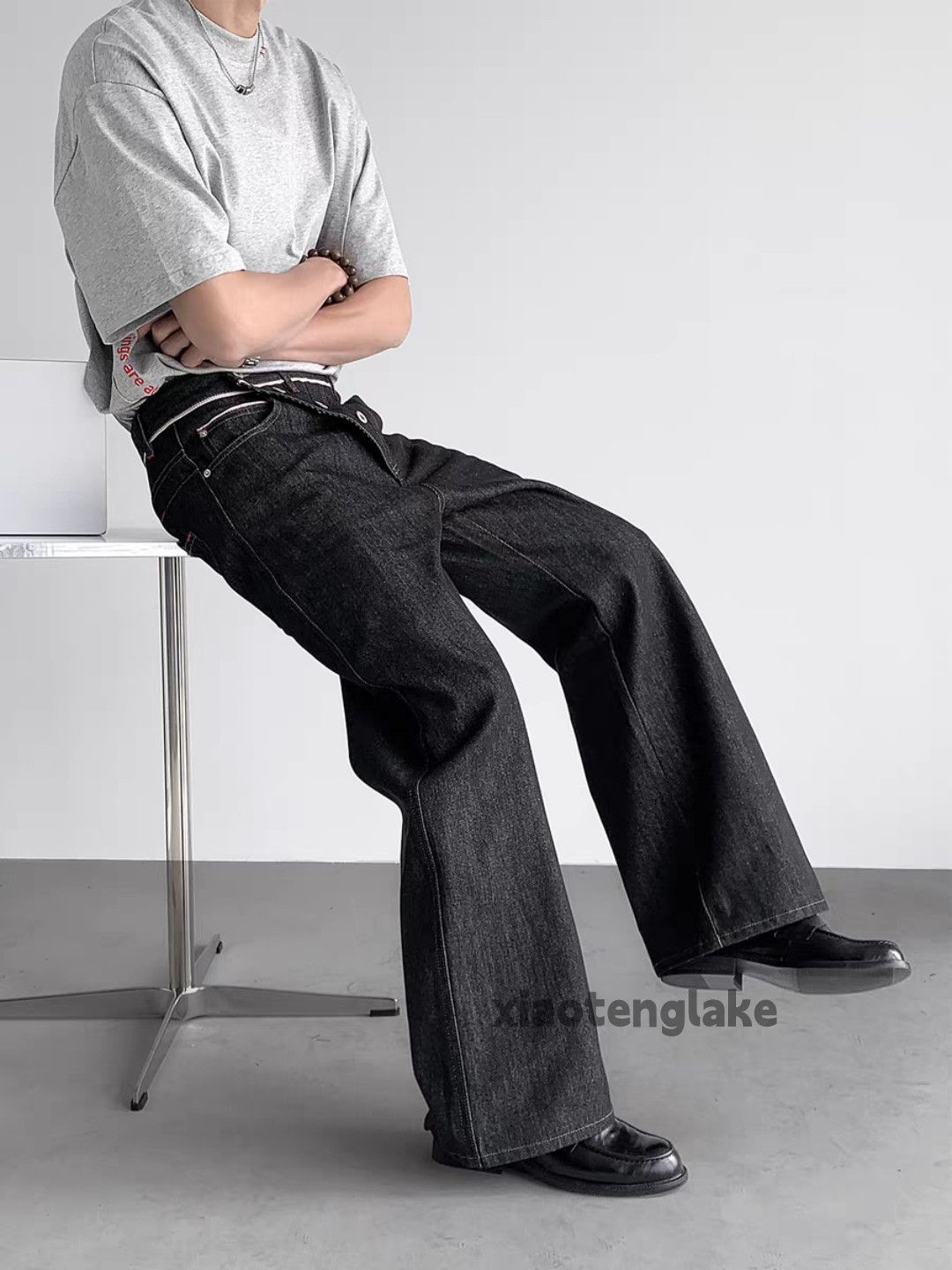 Jean Otl Balenciaga rickowens style flared loose baggy jeans Size US 36 / EU 52 - 2 Thumbnail