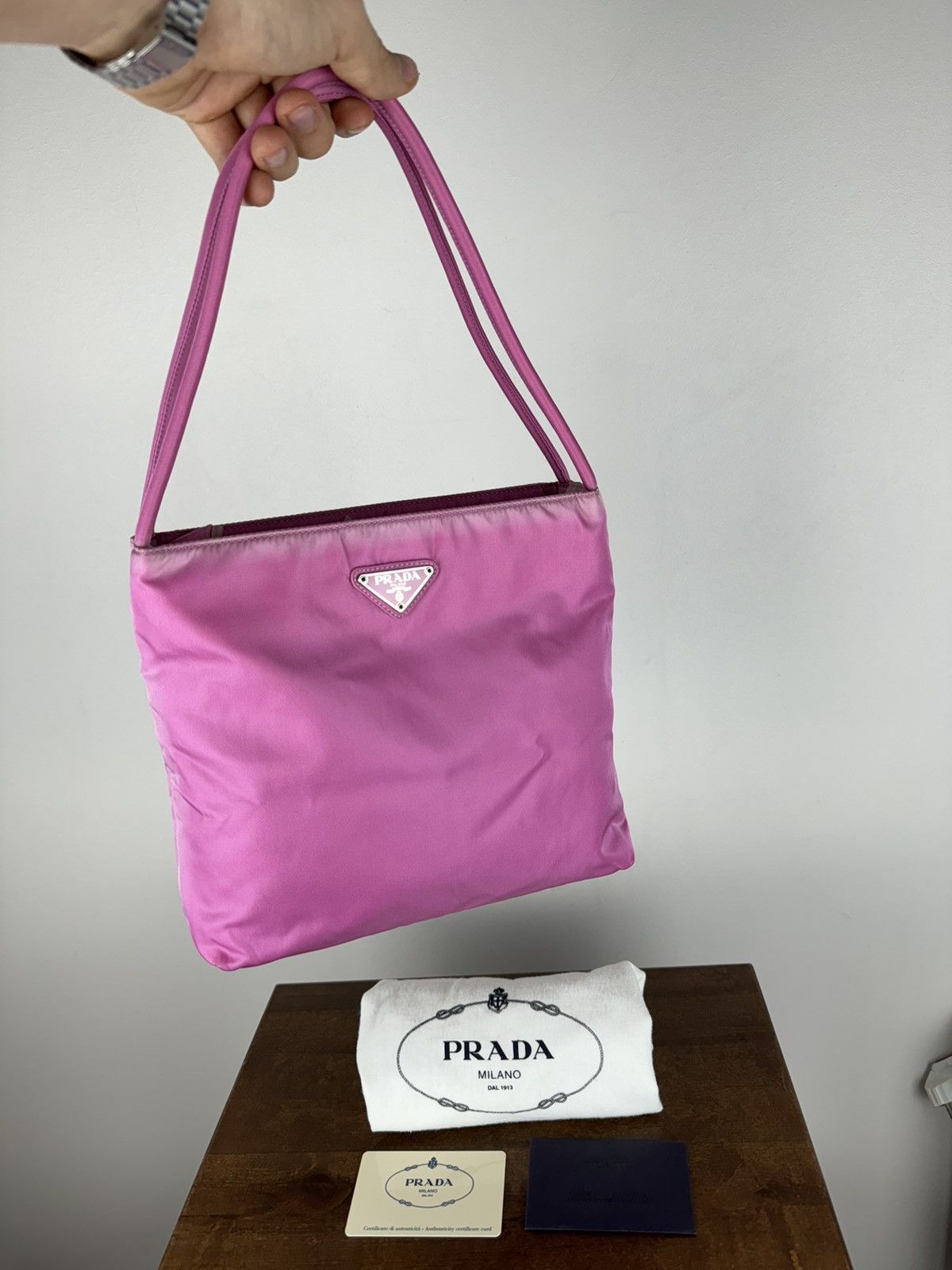 Prada Pink nylon shopper bag Prada original luxury casual item Size ONE SIZE - 2 Thumbnail