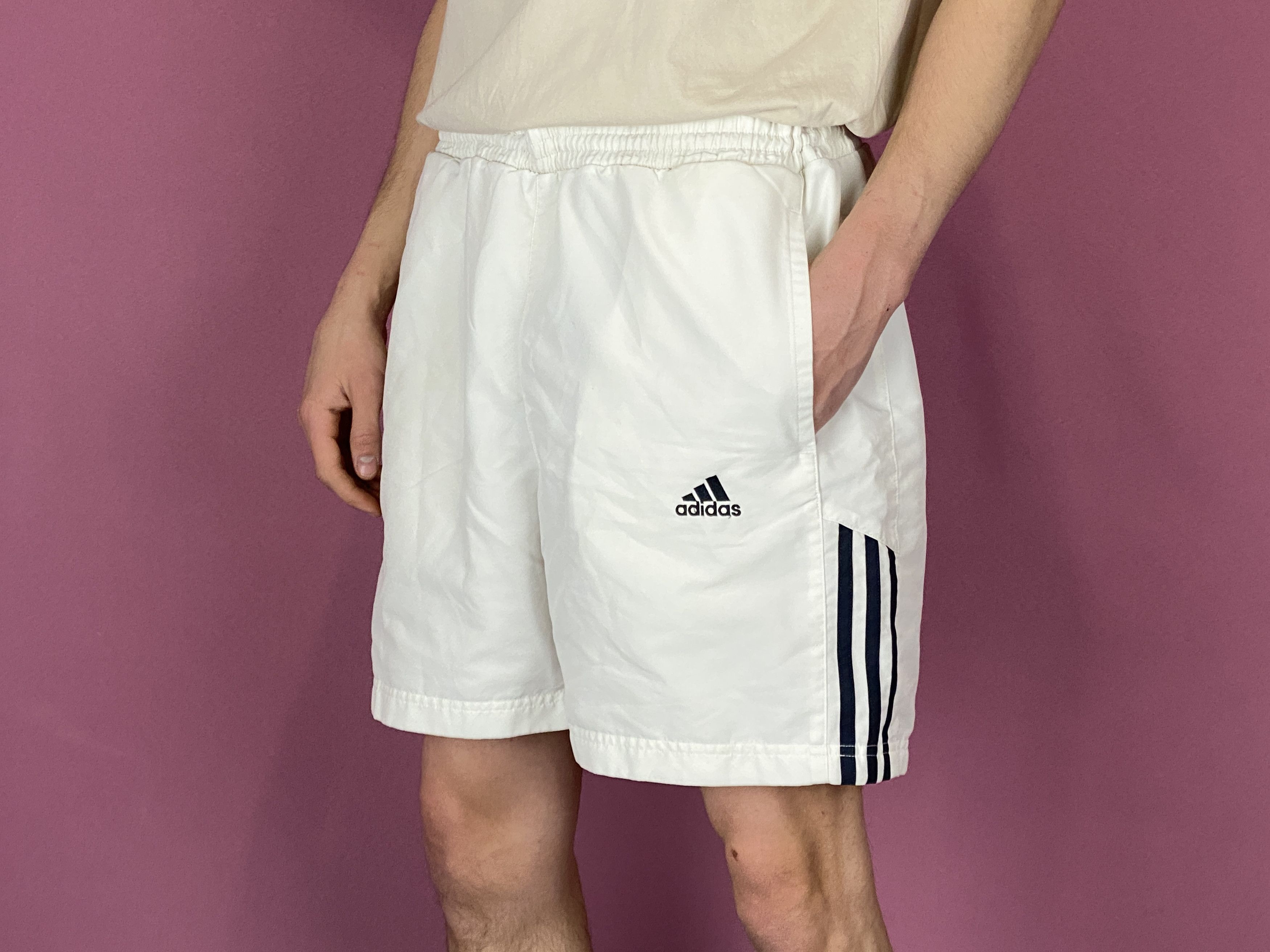 Adidas × Vintage Adidas Vintage Men's Shorts - L White Polyester Size US 34 / EU 50 - 1 Thumbnail