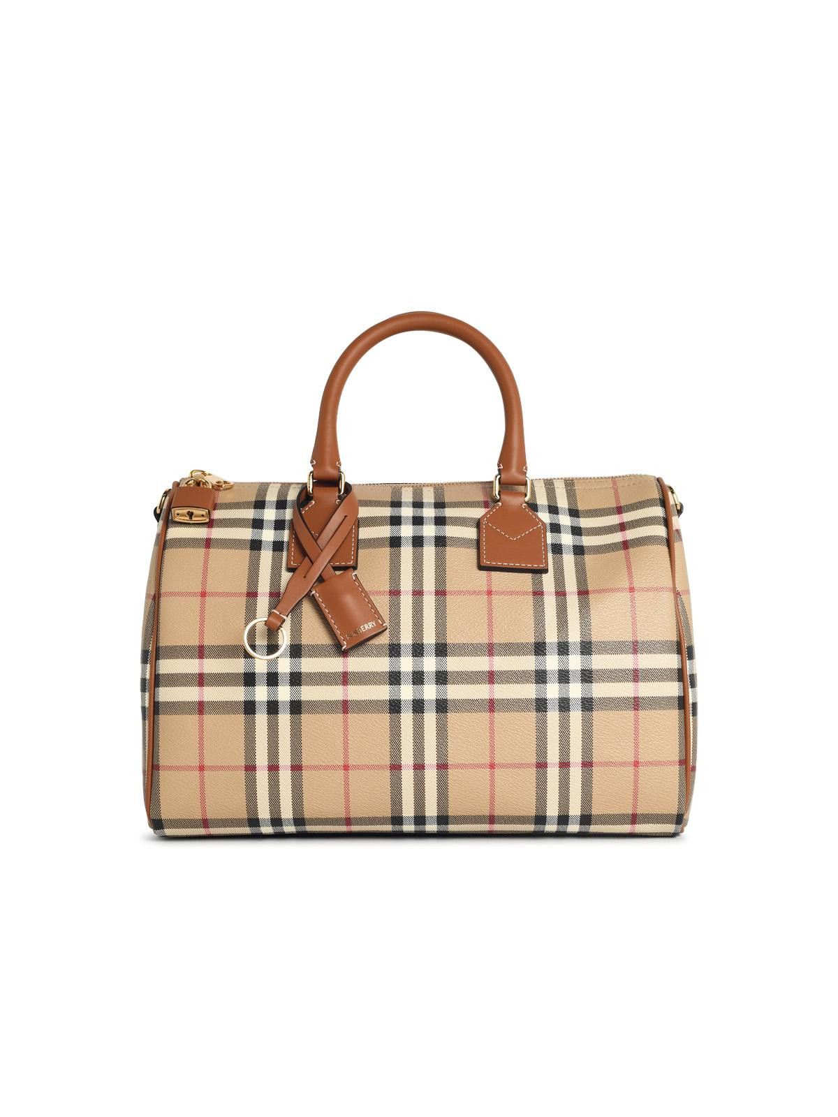 Burberry BURBERRY Medium 'Bowling Check' Bag In Briar Brown Cotton Blend Size ONE SIZE - 1 Thumbnail