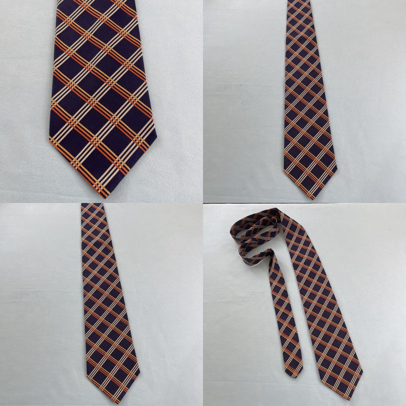 Brooks Brothers VINTAGE Brooks Brothers Makers Silk Tie 4x61" Woven Plaid Geometric Blue Orange Red USA Men Tie 100% Silk Handmade Wide Necktie Vintage 1990s Size ONE SIZE - 9 Thumbnail