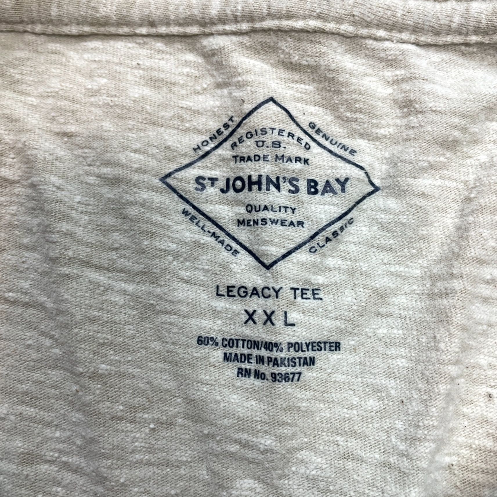 Vintage St. John's Bay Shirt Mens 2XL Beige Solid Crew Neck Short Sleeve T-Shirt Top Adult Regular Size US XXL / EU 58 / 5 - 5 Thumbnail
