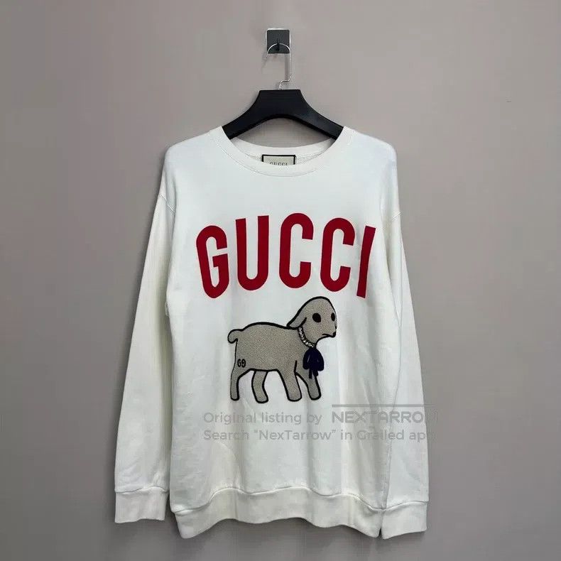 Gucci Gucci Little Sheep Rhinestone Sweatshirt Size US L / EU 52-54 / 3 - 1 Thumbnail