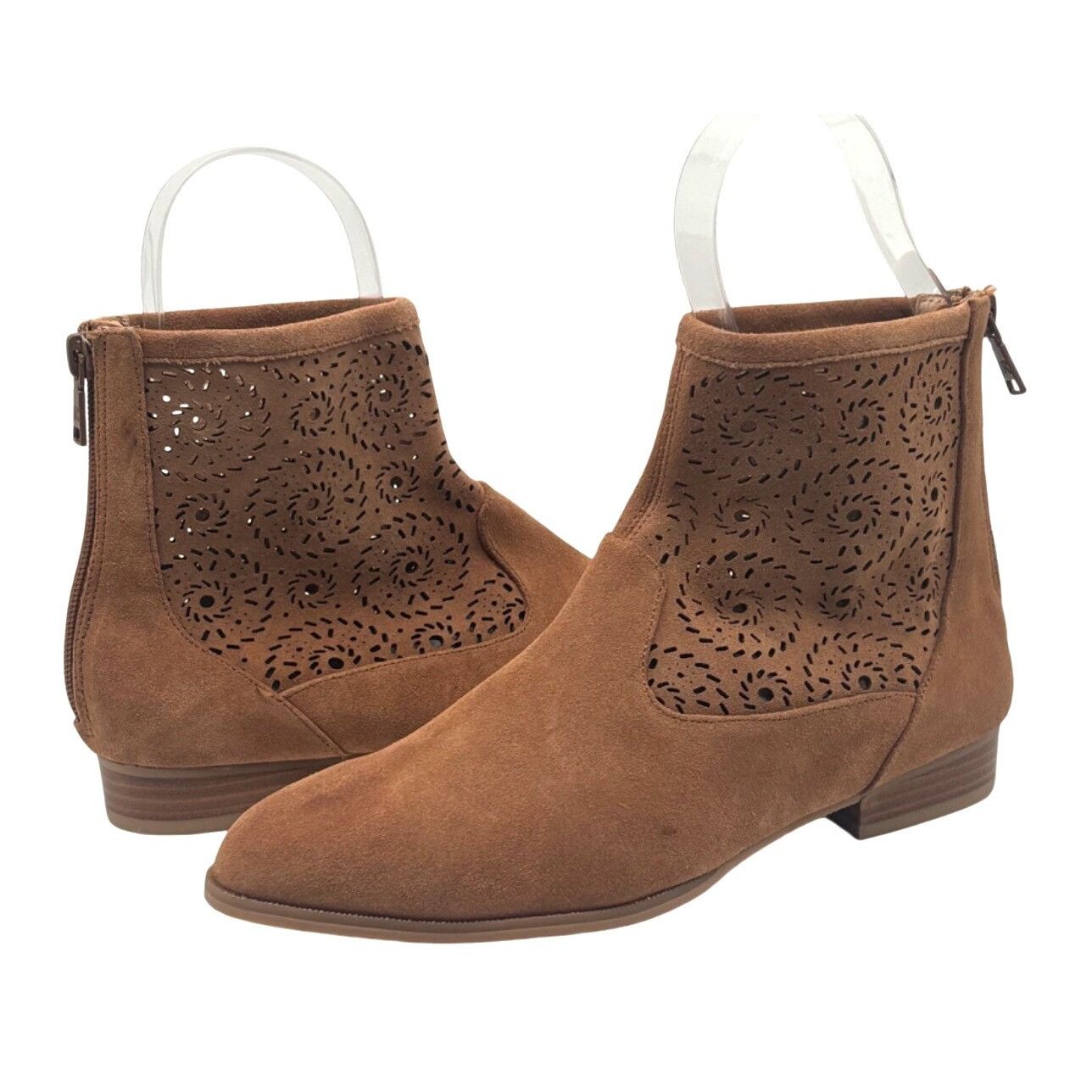 Jack Rogers Jack Rogers Floral Cutout Ronnie Suede Booties, Tan, Size 7. Size US 7.5 / IT 37.5 - 2 Thumbnail