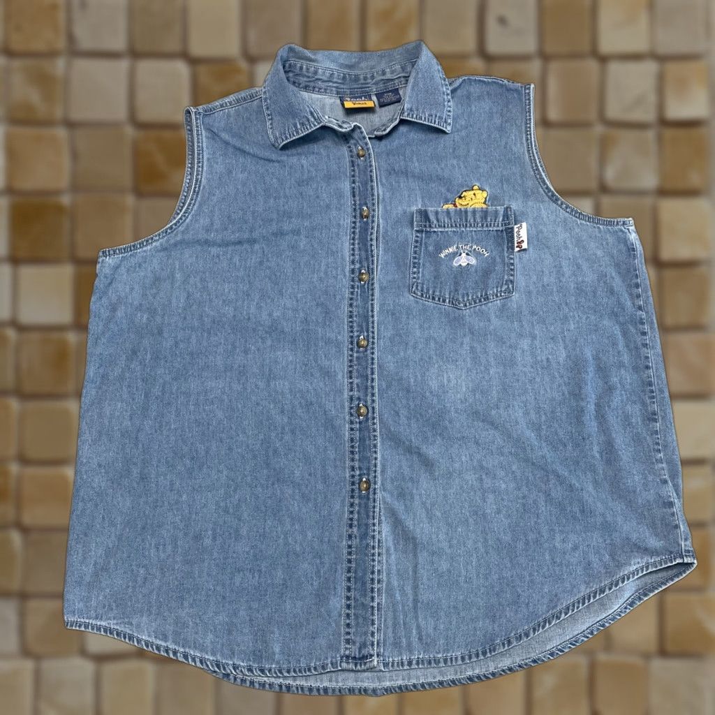 Disney VINTAGE Disney Winnie The Pooh Denim Vest Women Plus Size 20W Embroidered Sleeveless Denim Size 3XL / US 20-22 - 1 Thumbnail
