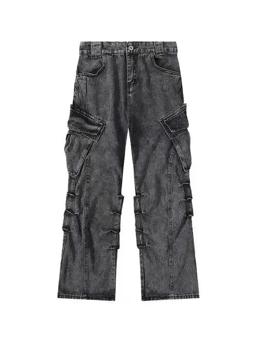 Japanese Brand Retro washed distressed stacked cargo jeans Size US 32 / EU 48 - 1 Thumbnail