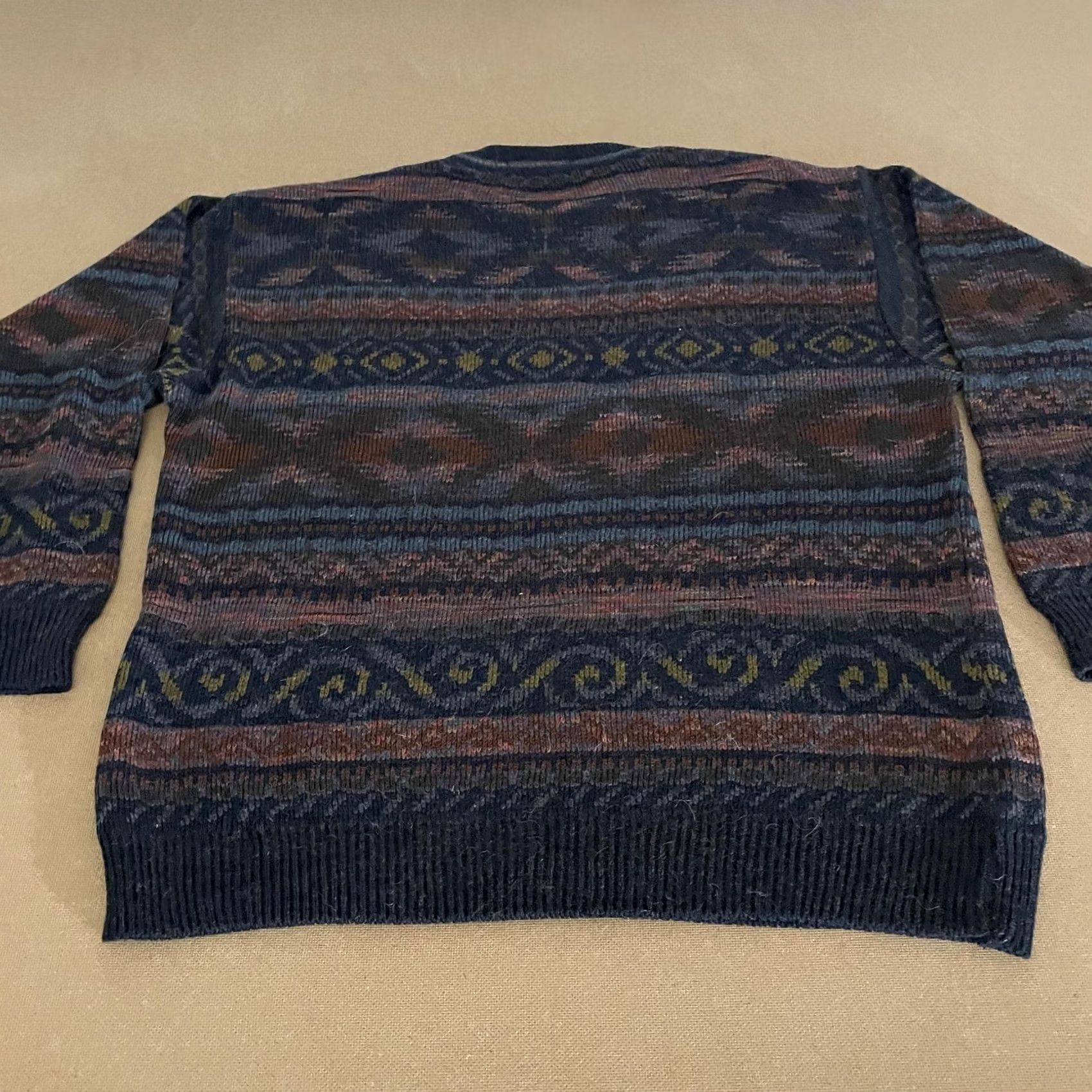 Marks & Spencer VINTAGE St Michael from Marks & Spencer Sweater Mens Large Navy Multi Knit Crew Neck 90s M&S UK Makers" Size US L / EU 52-54 / 3 - 7 Thumbnail