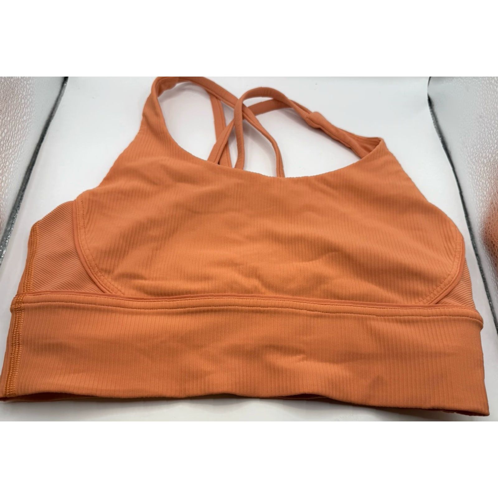 Lululemon LULULEMON Energy Long Line Sports Bra Womens 8 White Crossback Ribbed Gym Activewear Size ONE SIZE - 3 Thumbnail