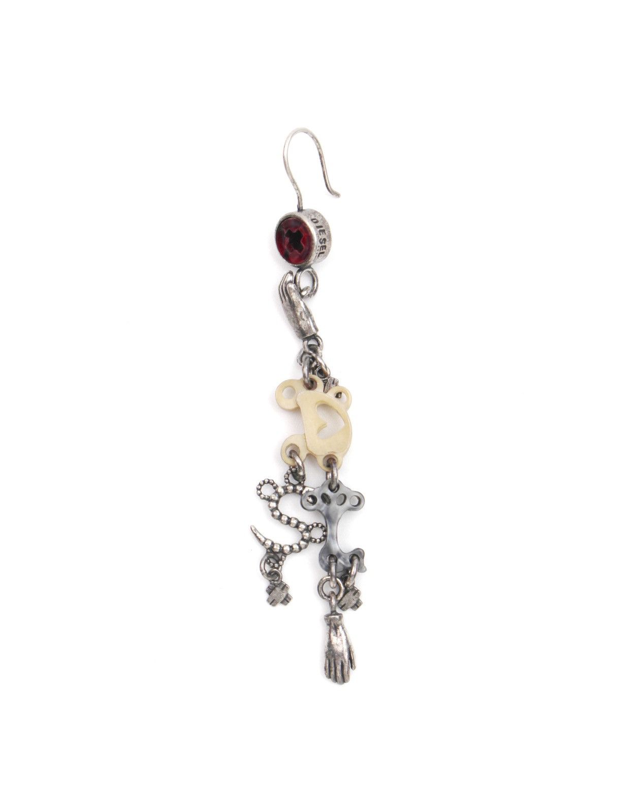Diesel 2000S DIESEL MIXED RED GEM HAND CHARM SINGLE EARRING Size ONE SIZE - 1 Thumbnail