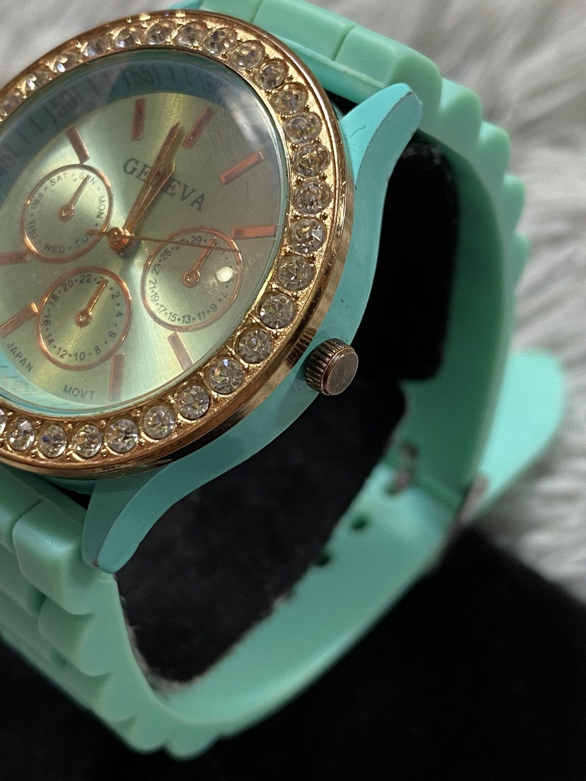 Other Mint Green Crystal Bezel Watch - Japanese Brand Size ONE SIZE - 3 Thumbnail