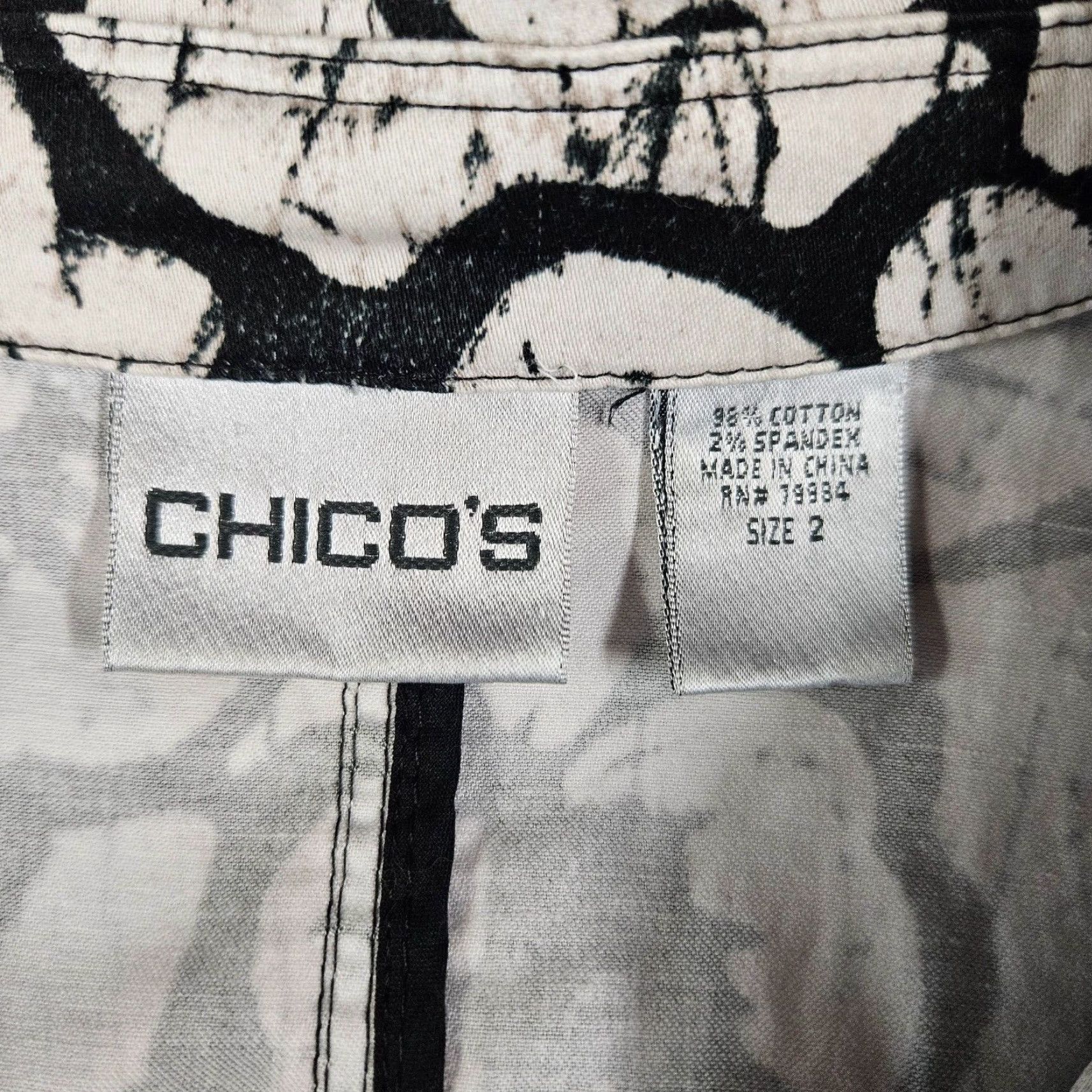 Vintage Chico's Women Jacket L Blue Floral Cotton Button Front Long Sleeve Size L / US 10 / IT 46 - 5 Thumbnail