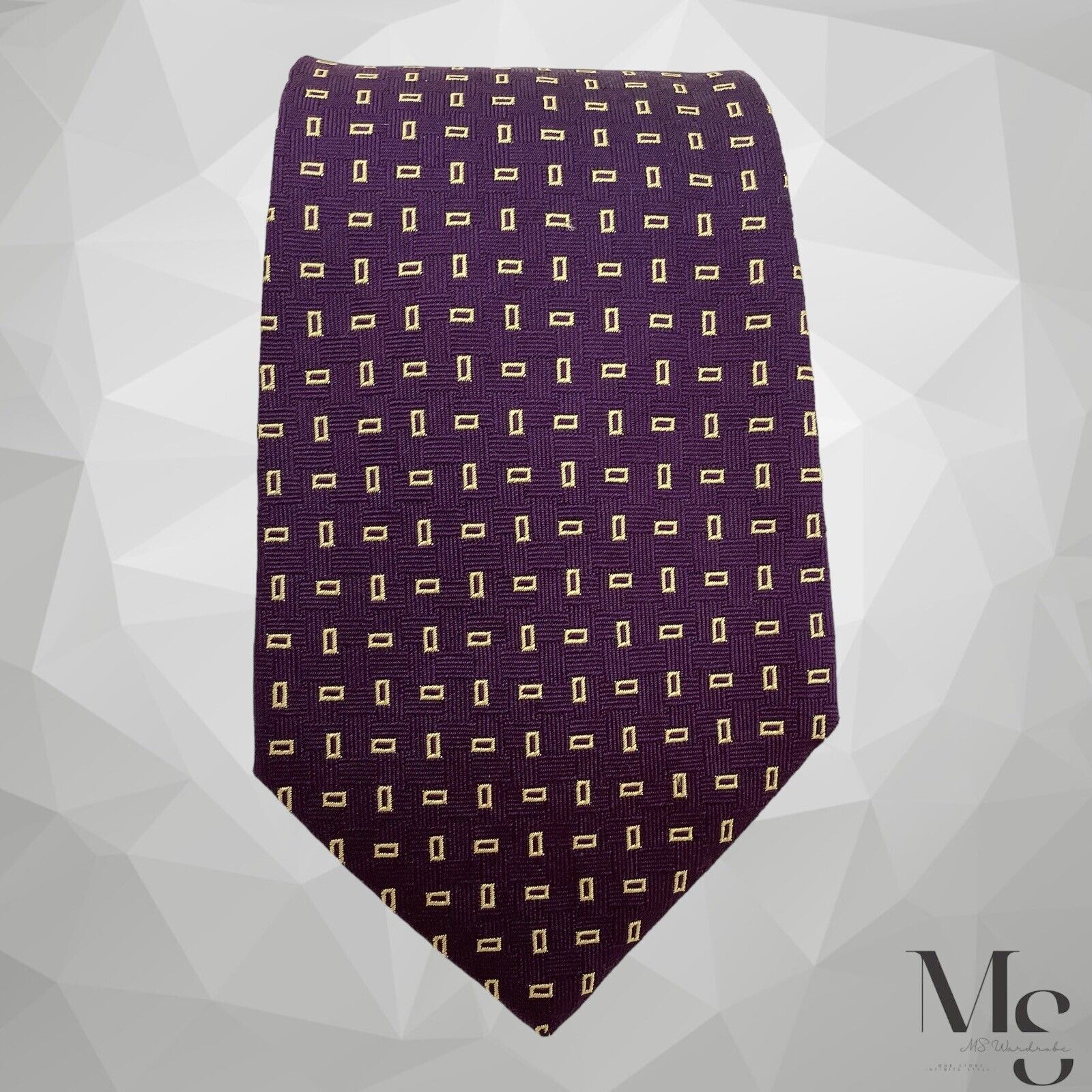 Polo Ralph Lauren POLO BY RALPH LAUREN Purple Geometric Tie Hand Made In Germa Size ONE SIZE - 3 Thumbnail