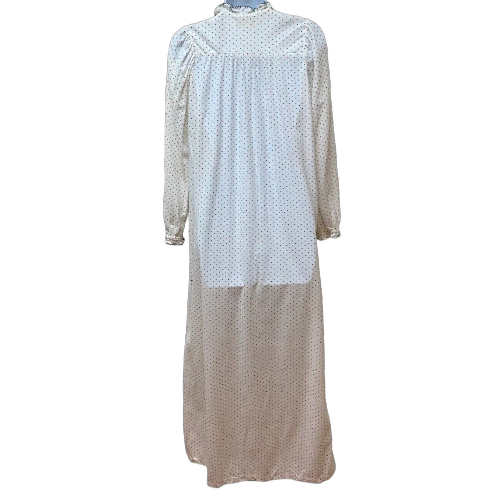 VINTAGE Najla New York Brushed Nylon Long Retro Heart Print Nightgown S USA NOS