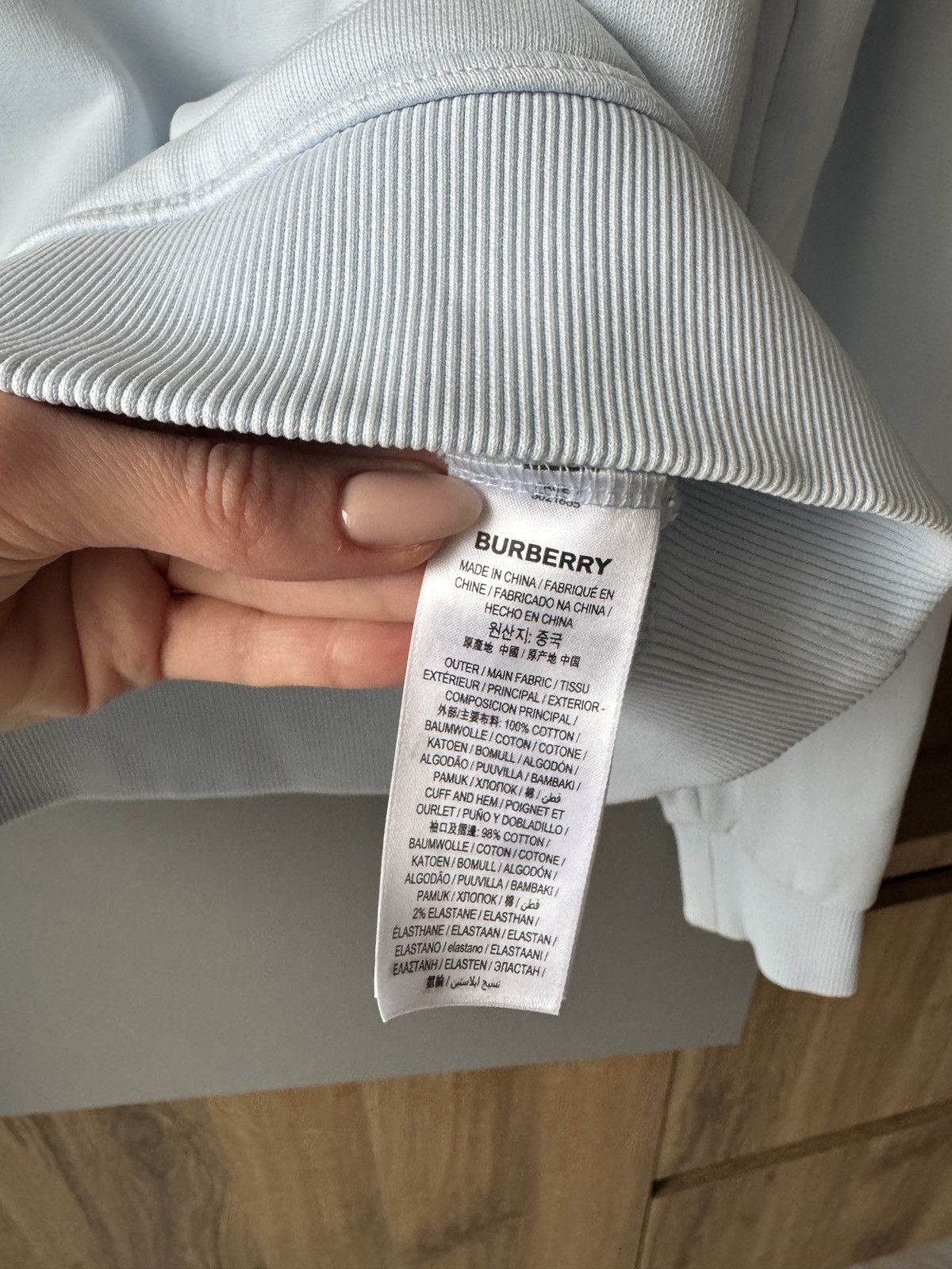 Burberry Burberry 23AW HoodiePatch Cotton Light Blue Brown Bicolor Size US XS / EU 42 / 0 - 8 Thumbnail