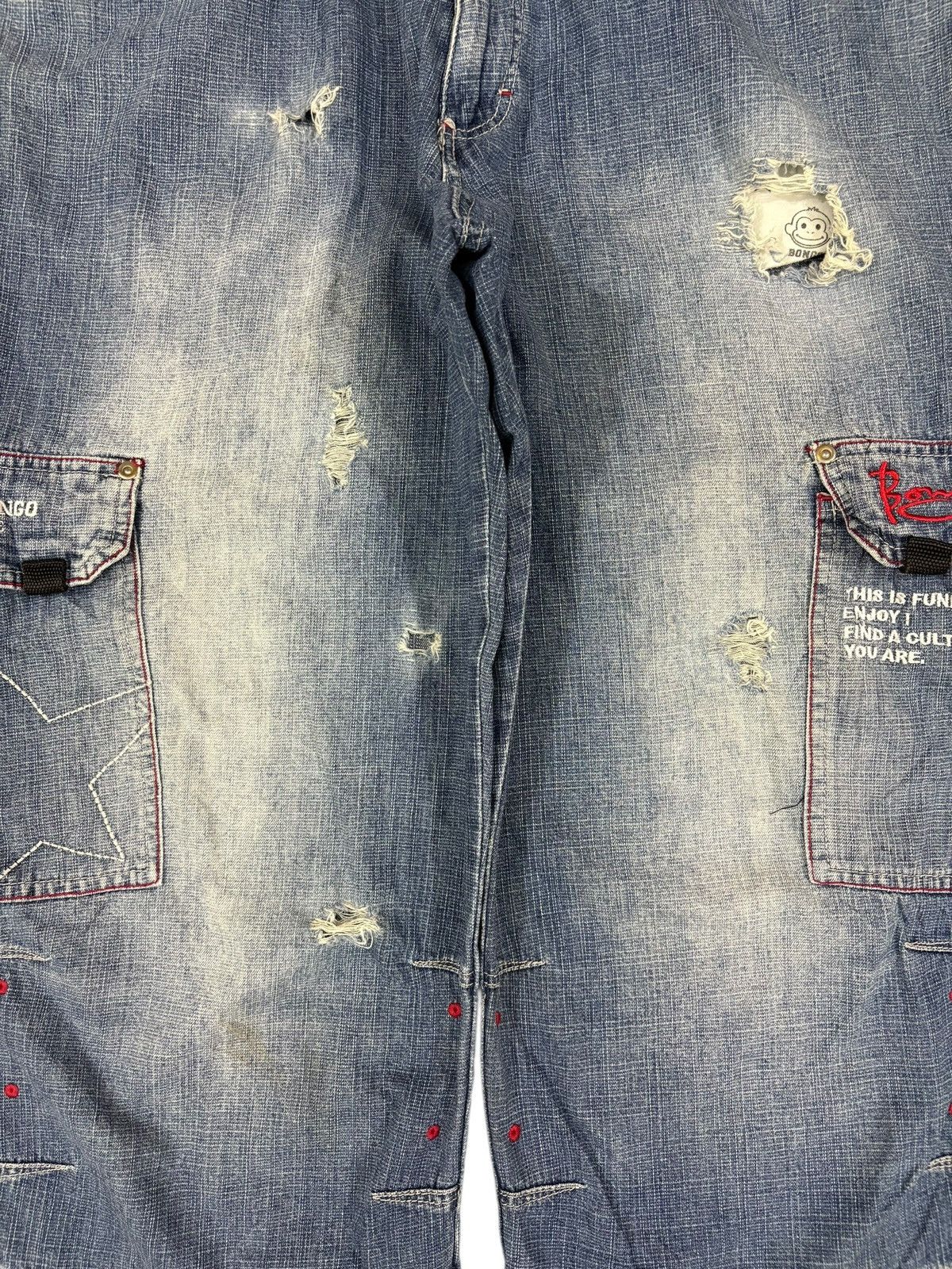 Japanese Brand Vintage Japanese Cargo Faded Wash Distress Baggy Skate Jeans Size US 34 / EU 50 - 5 Thumbnail