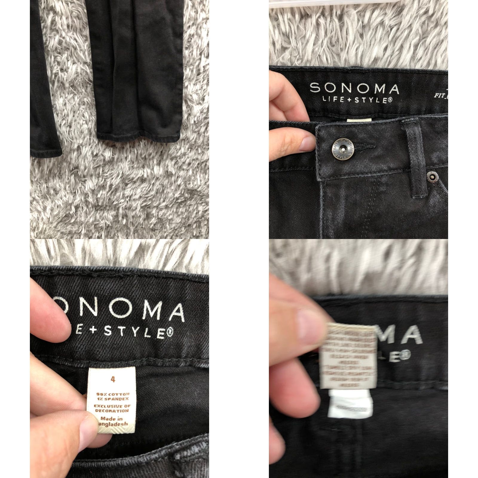 Denime Sonoma Jeans Womens Size 4 Black Dark Wash Denim Mid Rise Straight Size 27" / US 4 / IT 40 - 8 Thumbnail