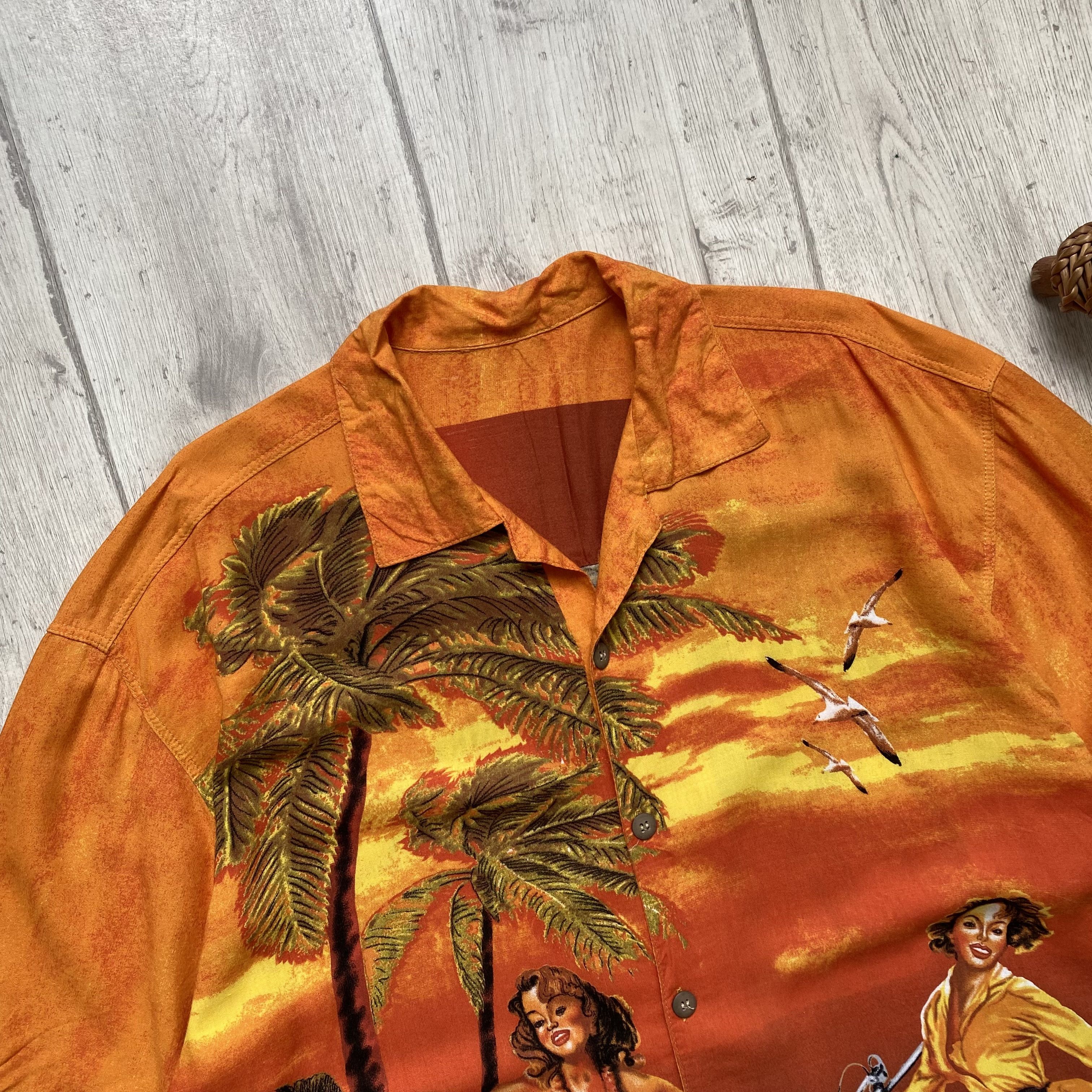 Harley Davidson Vintage 90s Hawaiian Motorcycle Girl Crazy Shirt Surf Style Size US L / EU 52-54 / 3 - 2 Thumbnail