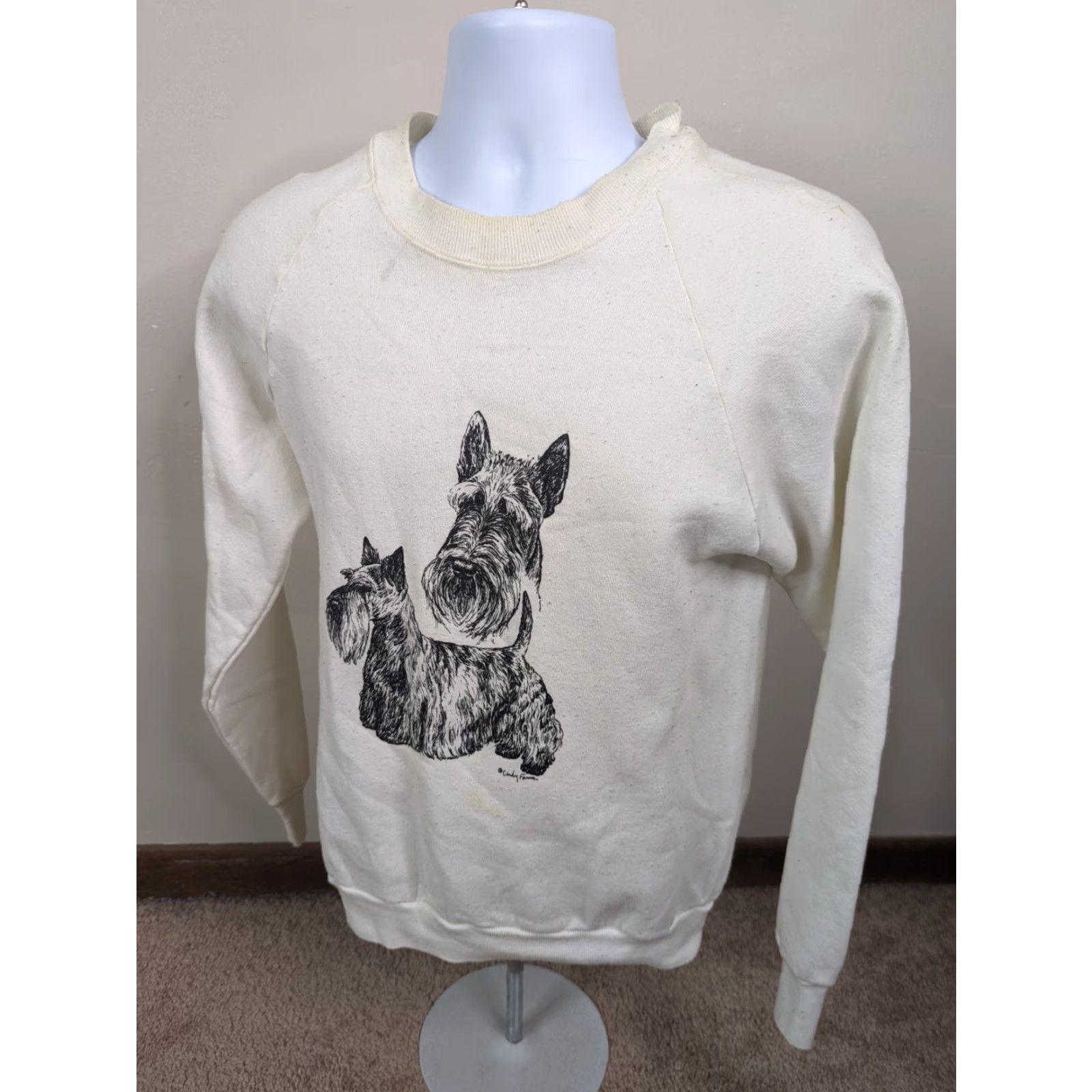 Fruit Of The Loom VINTAGE Raglan Scottish Terrier Crewneck Sweatshirt Mens Size M White Nens Vtg Size US M / EU 48-50 / 2 - 2 Thumbnail