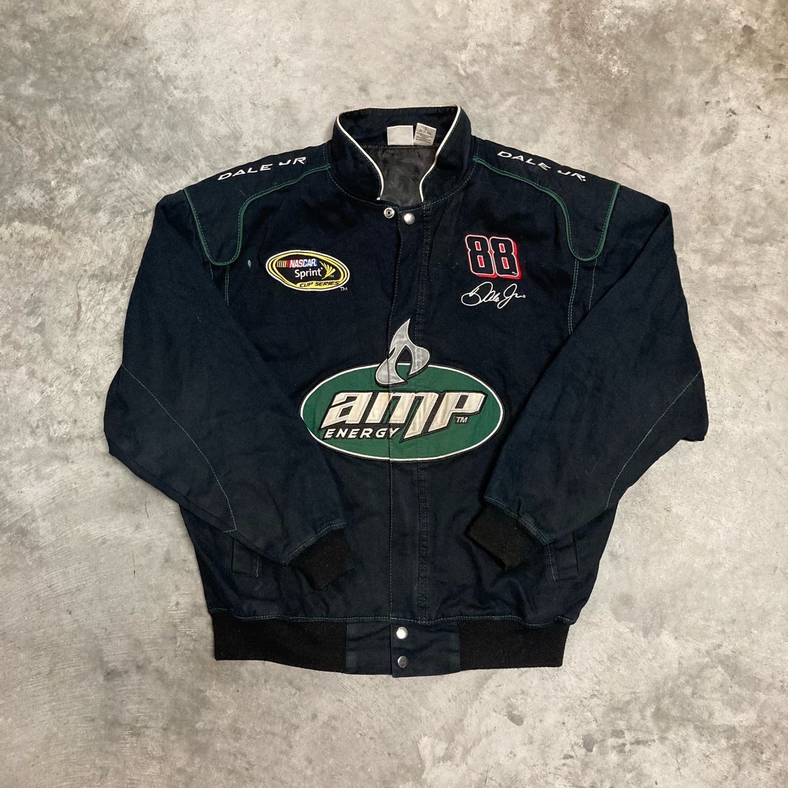 Image of Vintage Amp National Guard Nascar Jacket in Black, Men's (Size Large)