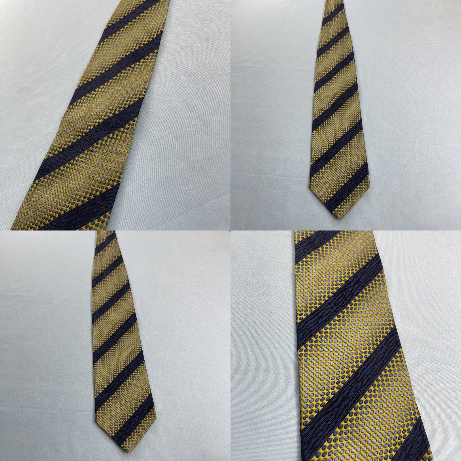 Vintage VINTAGE Pavone Tie Geometric Woven Repp Silk Italy Yellow Blue 4x57" Silk Polyester Texture Width Wide Men's Tie Size ONE SIZE - 10 Thumbnail