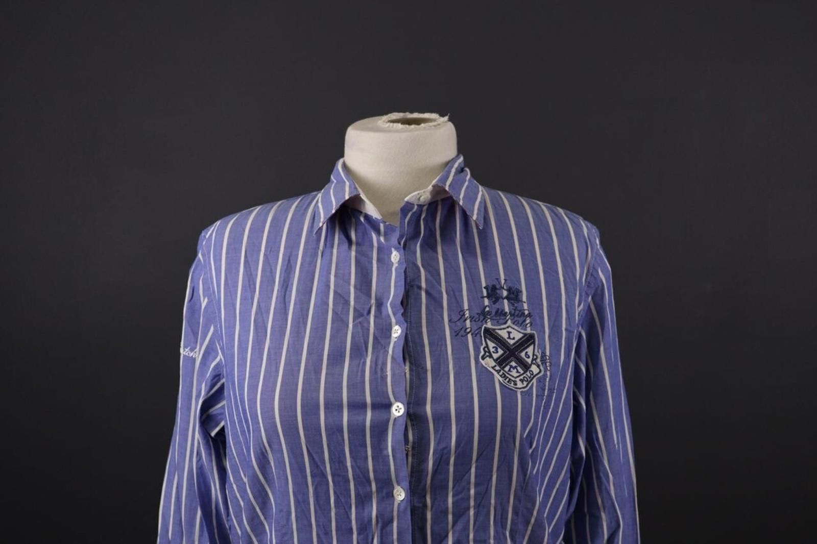 La Martina La Martina Blue Stripe Long Sleeve Blouse Shirt Size 4 Size S / US 4 / IT 40 - 2 Thumbnail