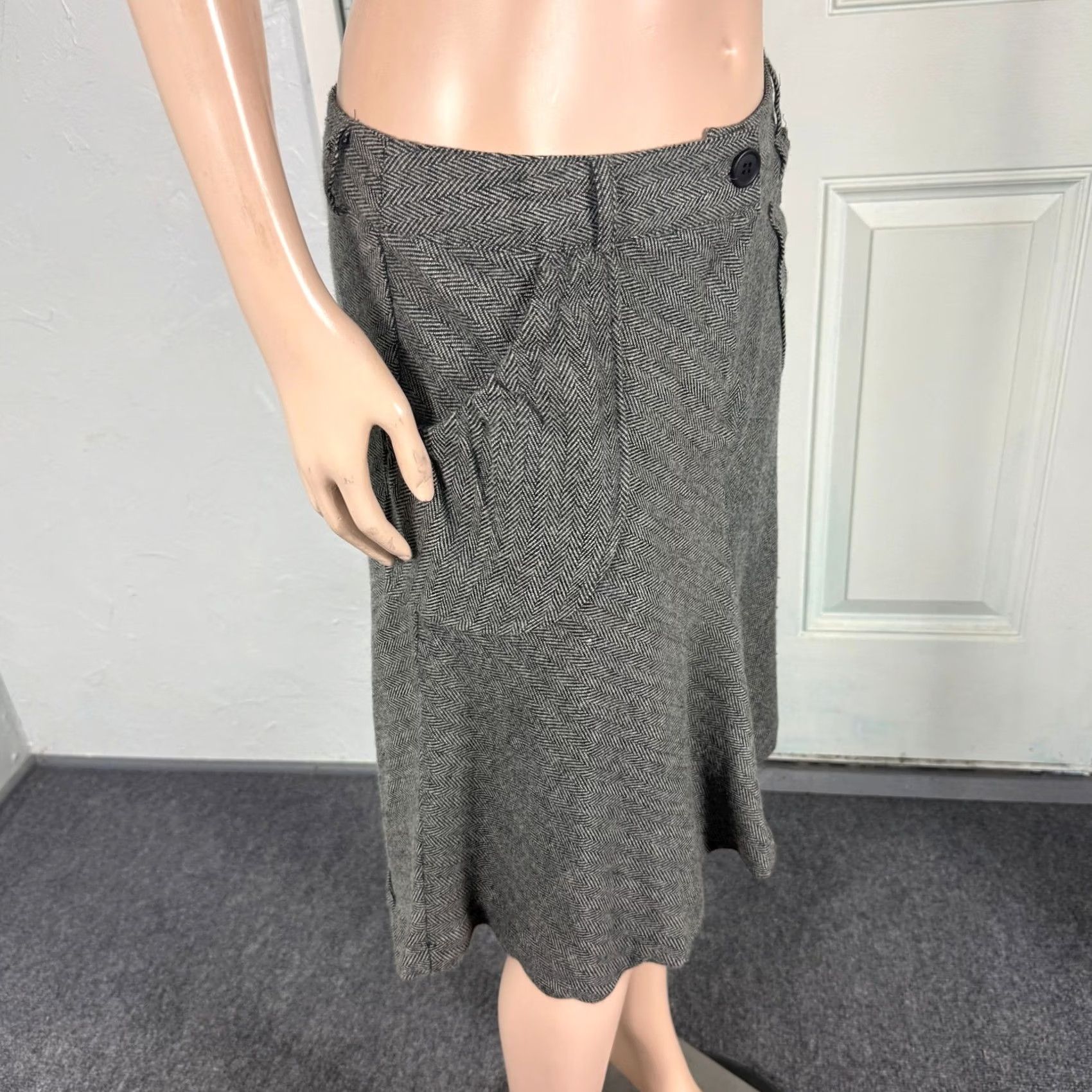 Forever 21 VINTAGE Forever 21 Women's Skirt Wool Blend A-line Gray Medium Pockets 1990s Casual Knit E4-19 Size 32" / US 10 / IT 46 - 4 Thumbnail