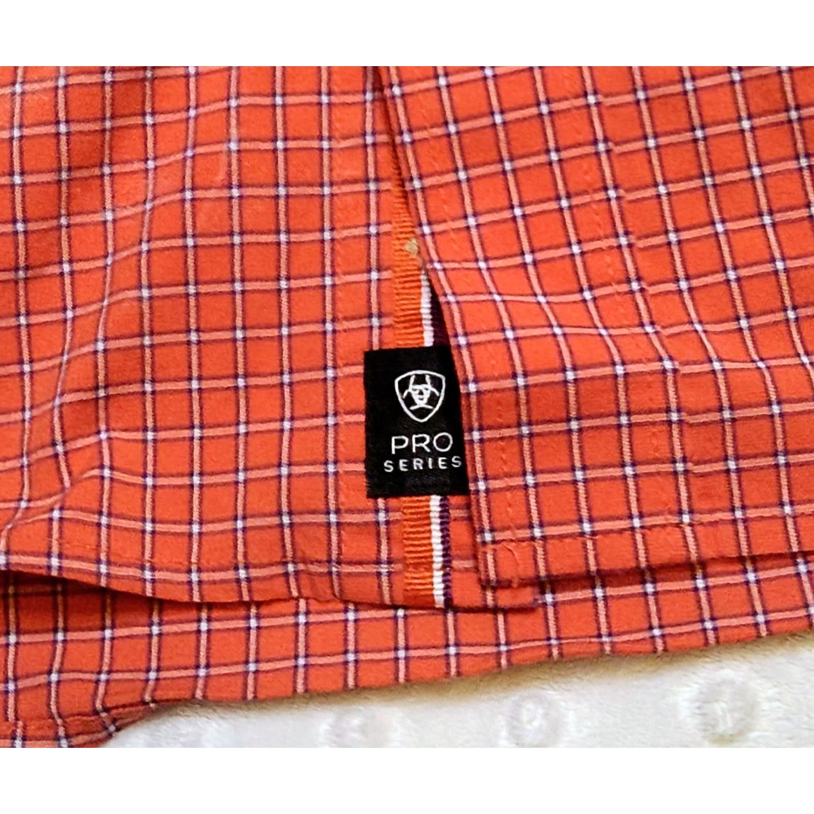 Ariat Ariat Pro Series Shirt Mens M Red Orange Check Button-Down Western Rodeo Shirt Size US M / EU 48-50 / 2 - 6 Thumbnail