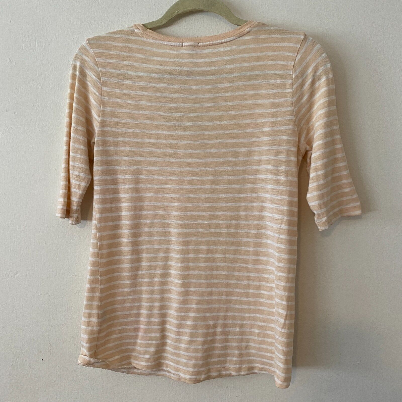 J.Crew J Crew Jeweled Stone Round Neck Peach Striped Painter Tee XS Size XS / US 0-2 / IT 36-38 - 2 Thumbnail