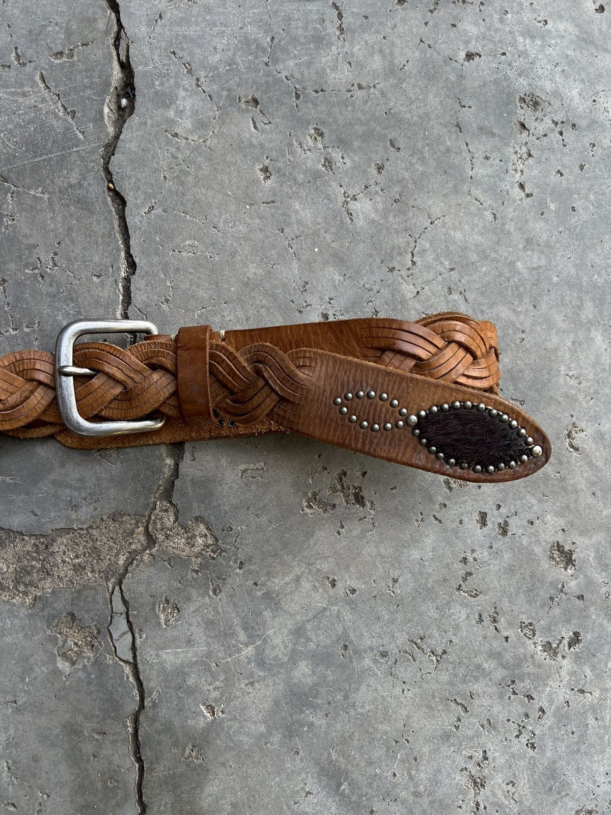 Leather SOLD* Vintage Studded Leather Belt Size 34 - 4 Thumbnail