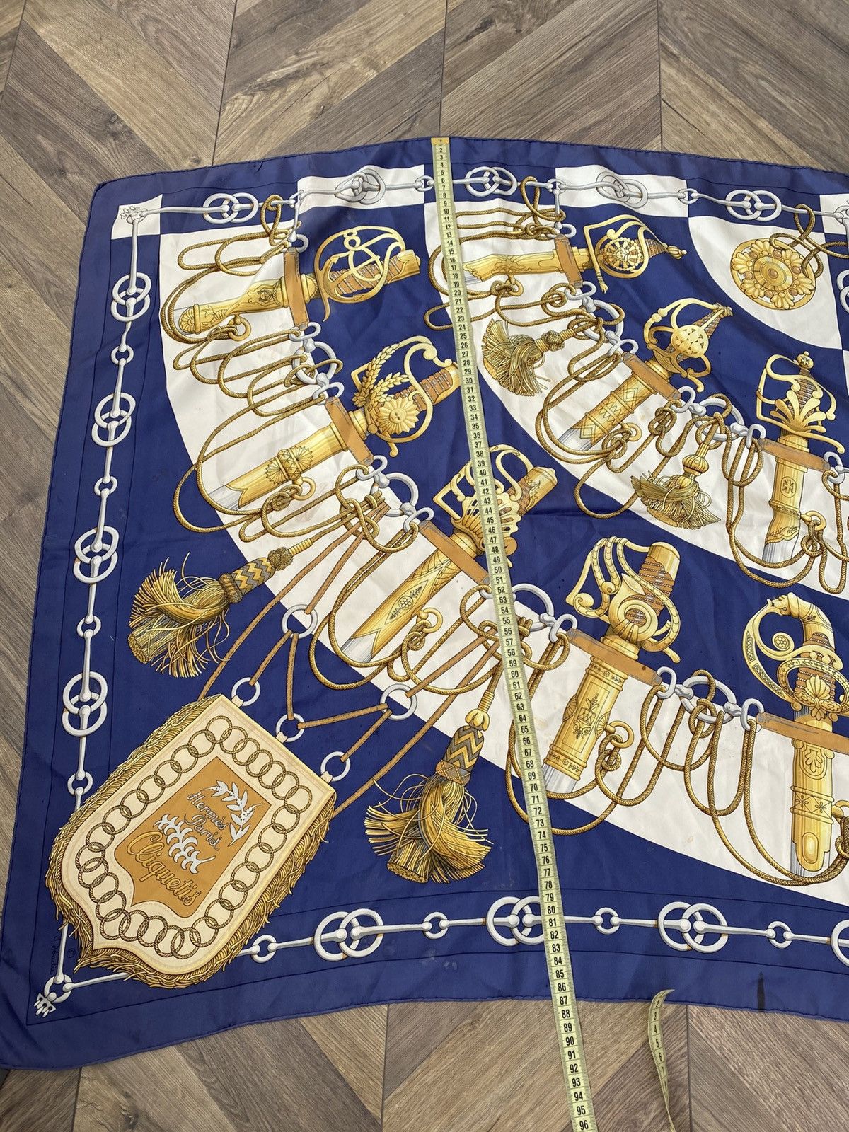 Hermes Vintage HERMES Carre 90 Cliquetis Scarf Blue Size ONE SIZE - 18 Thumbnail
