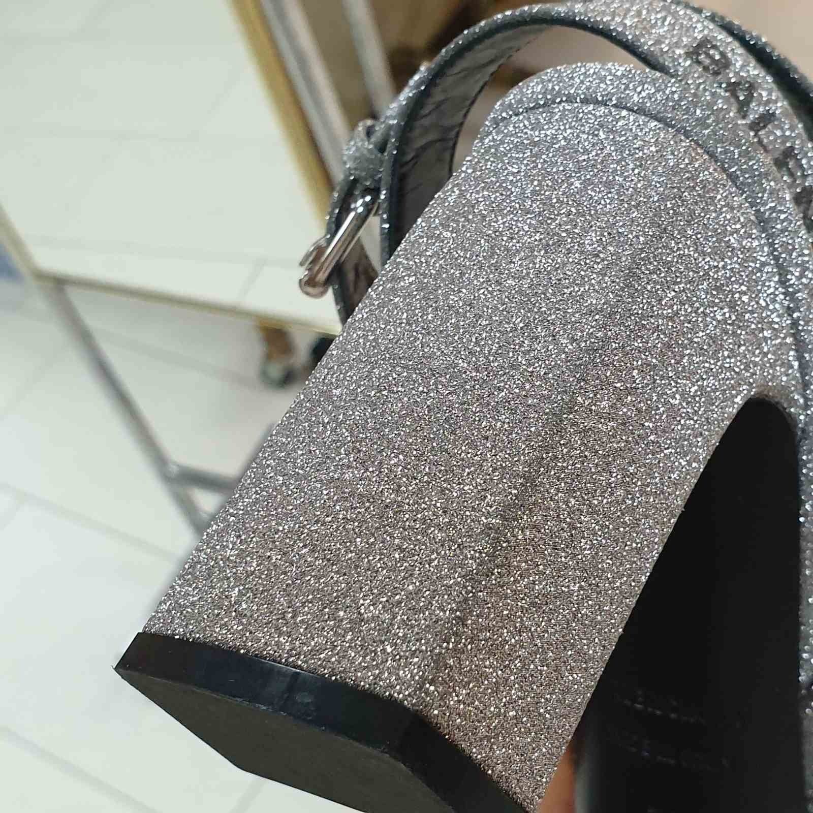 Balenciaga Balenciaga Round Glitter Logo Sandals Sz.38 Size US 7 / IT 37 - 4 Thumbnail