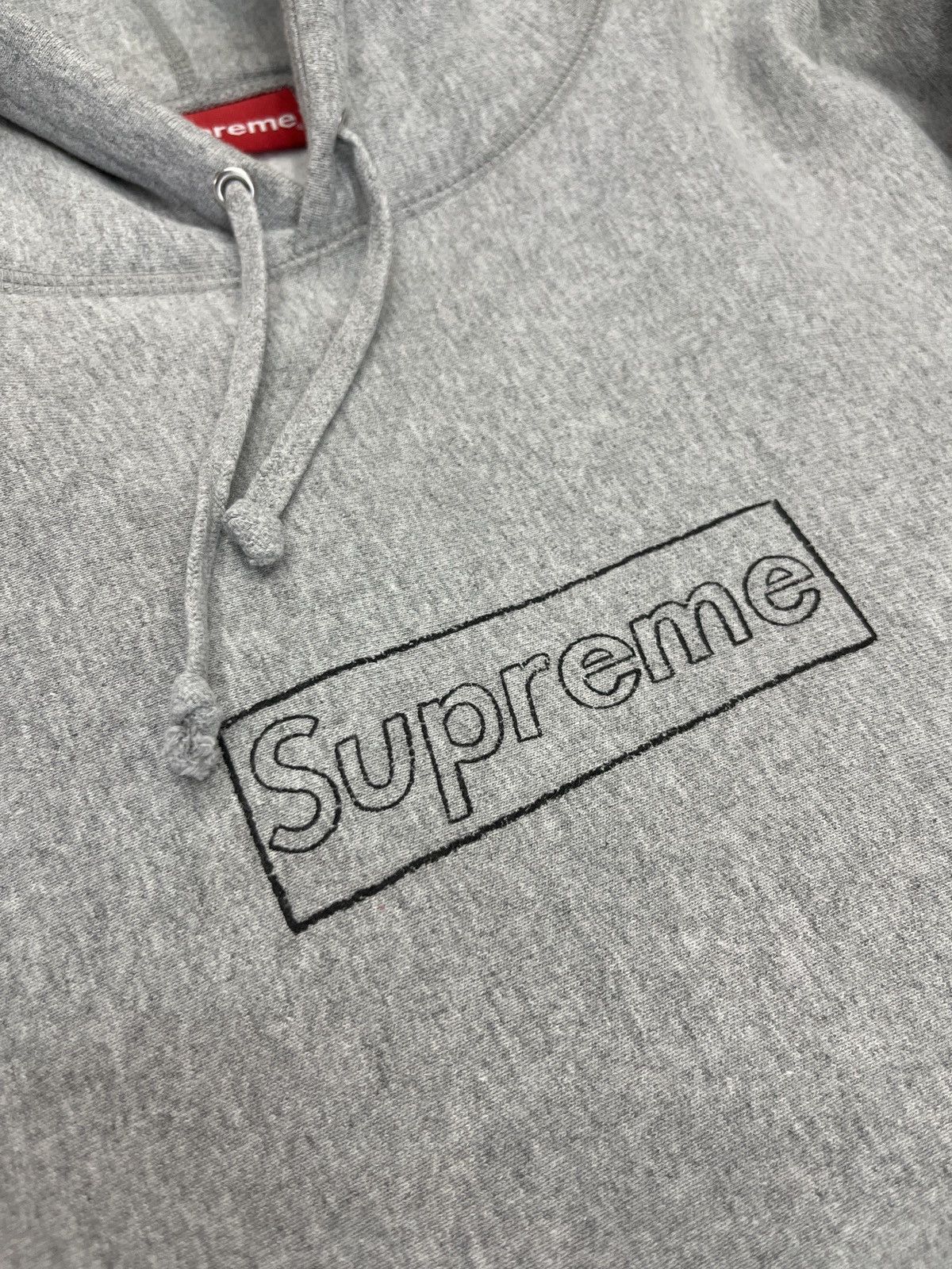 Supreme SUPREME KAWS CHALK LOGO HOODED SWEATSHIRT GREY | Grailed