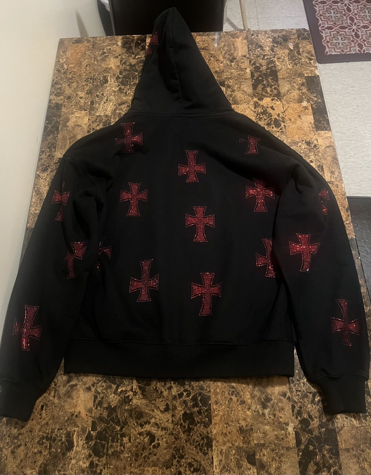 Unknown London Unknown London Black & Red Rhinestone Hoodie XS Size US S / EU 44-46 / 1 - 2 Thumbnail