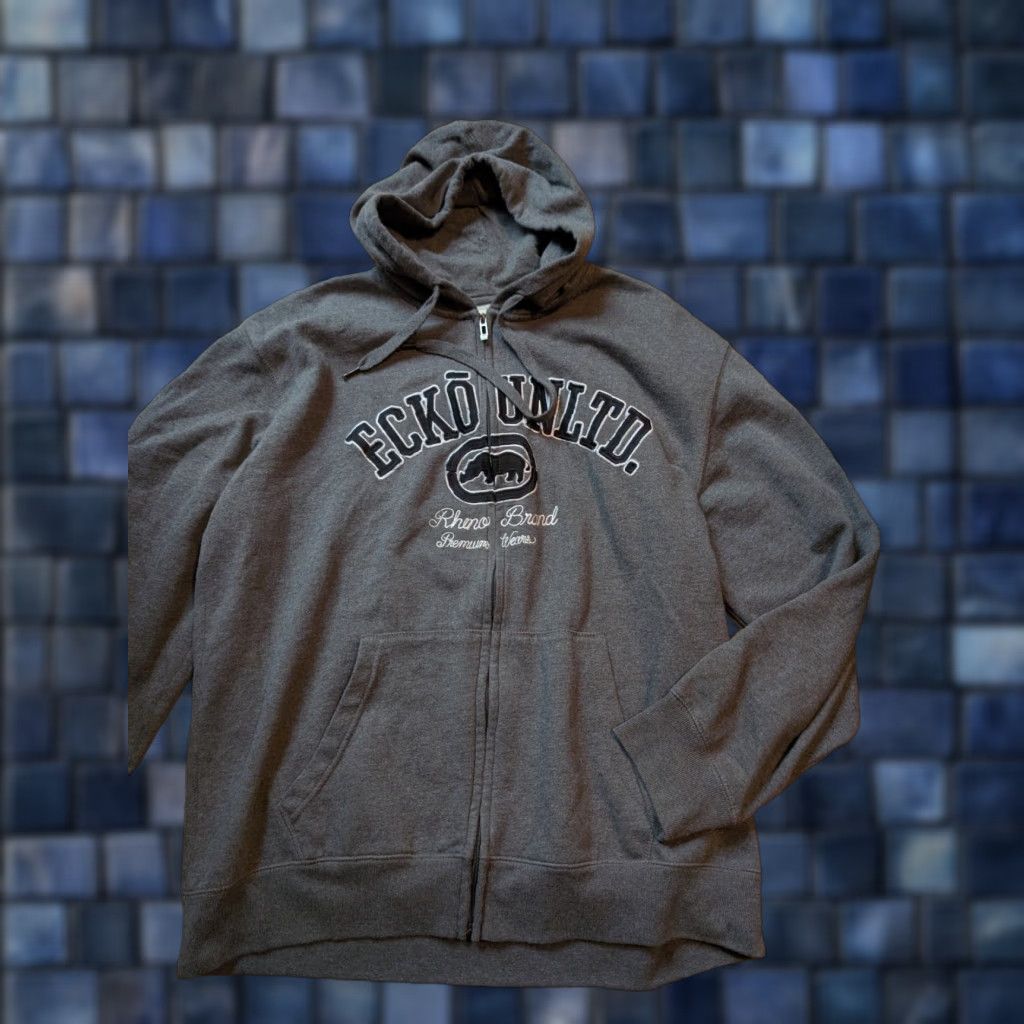 Ecko Unltd. VINTAGE Ecko Unltd Hoodie Mens 2XL Full Zip Embroidered Rhino Logo Gray 90s Y2K Streetwear Mens Size US XXL / EU 58 / 5 - 1 Thumbnail