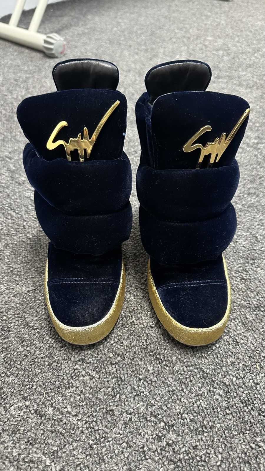 Giuseppe Zanotti Giuseppe Zanotti Blue Velvet High Top Sneakers Isabel Marant Size US 7 / IT 37 - 2 Thumbnail