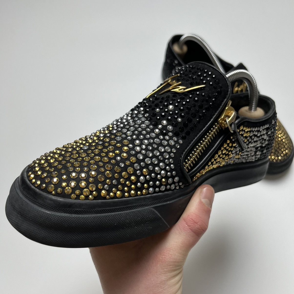 Giuseppe Zanotti Giuseppe Zanotti Suede Embellished Eve Slip-On Sneakers Size US 9 / IT 39 - 7 Thumbnail