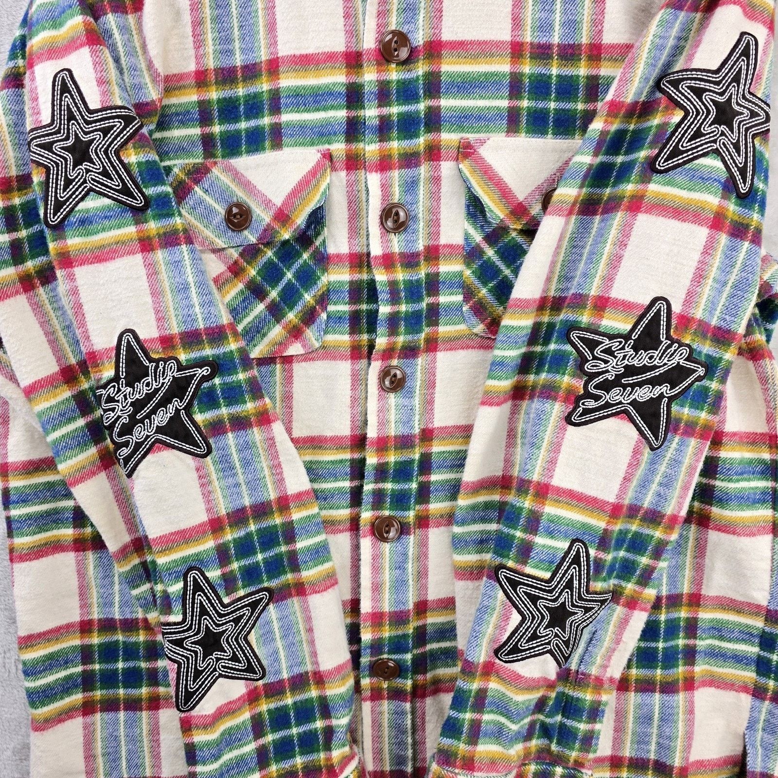 Studio Seven Studio Seven Flannel Shirt Mens XL Long Sleeve Star Patch Size US XL / EU 56 / 4 - 4 Thumbnail