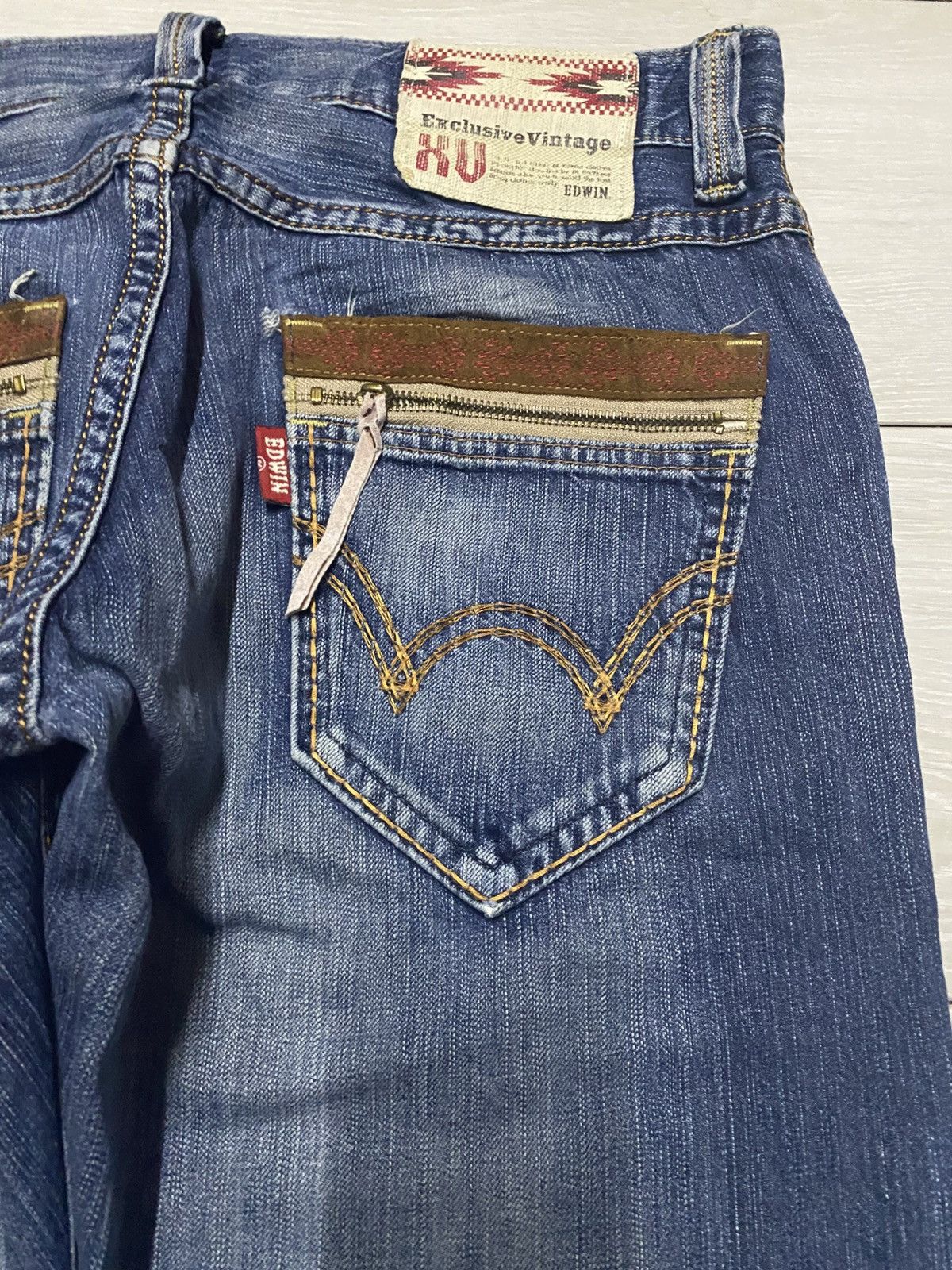Edwin Vintage Edwin XV Fade Made Wash Distressed Baggy Jeans Size US 35 - 6 Thumbnail