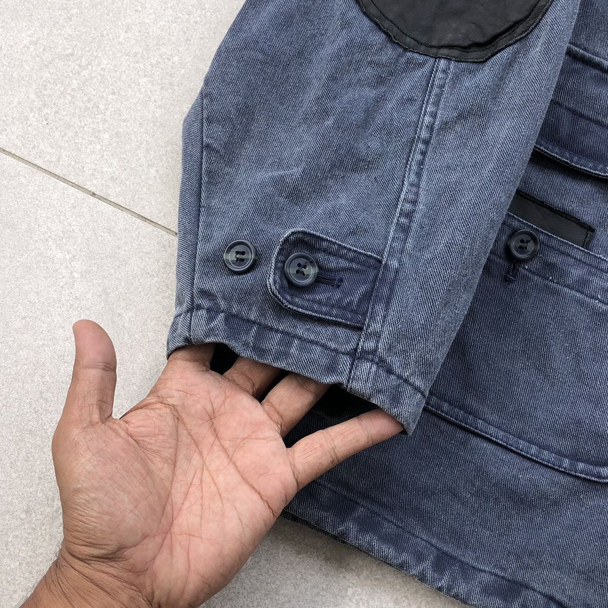 Vintage Vintage SENT HOMME Sun Faded Denim Leather Baggy Jacket Size US M / EU 48-50 / 2 - 17 Thumbnail