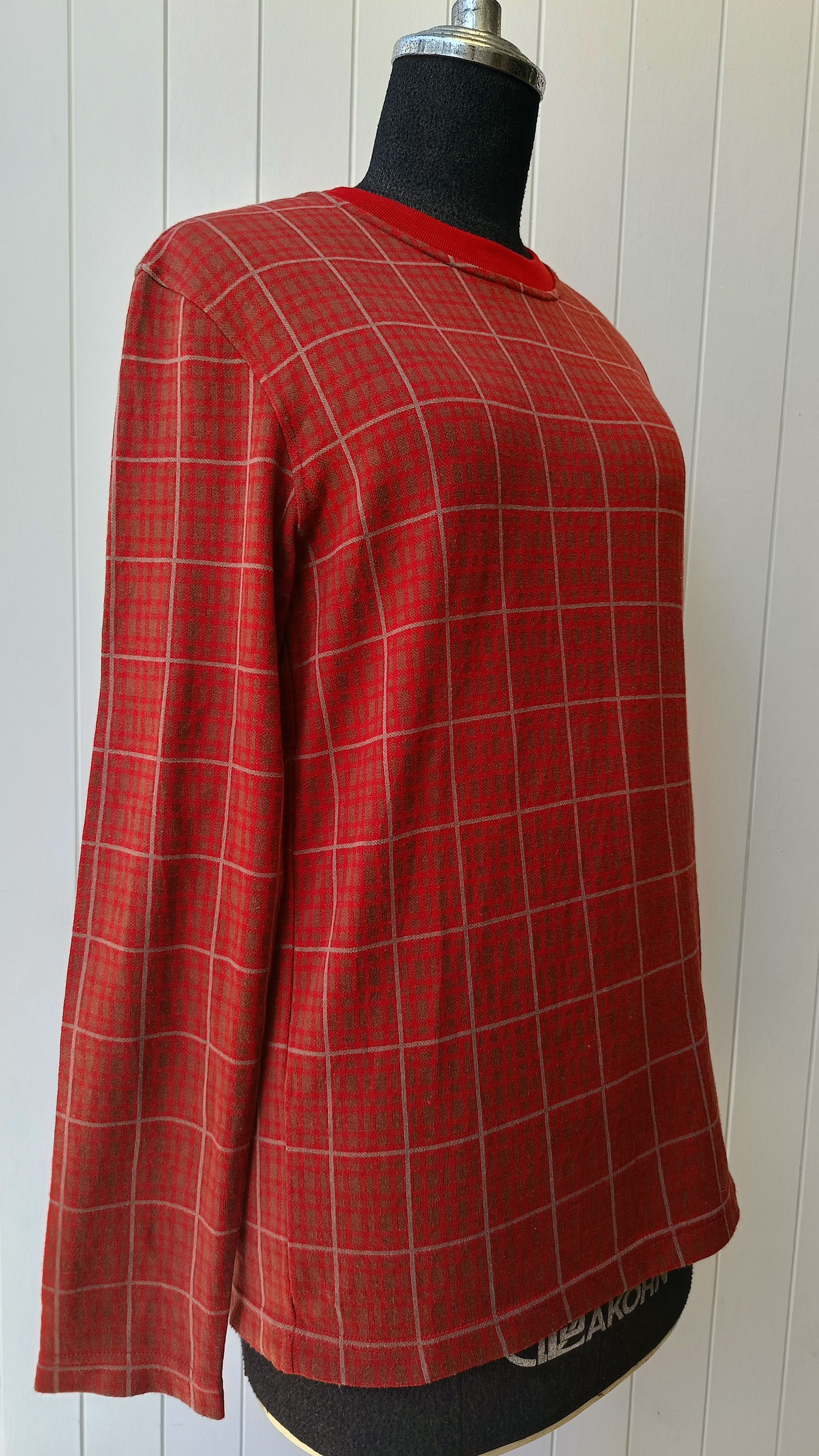 Yohji Yamamoto AAR Yohji Yamamoto design studio red plaid sweater ladies M Size M / US 6-8 / IT 42-44 - 4 Thumbnail