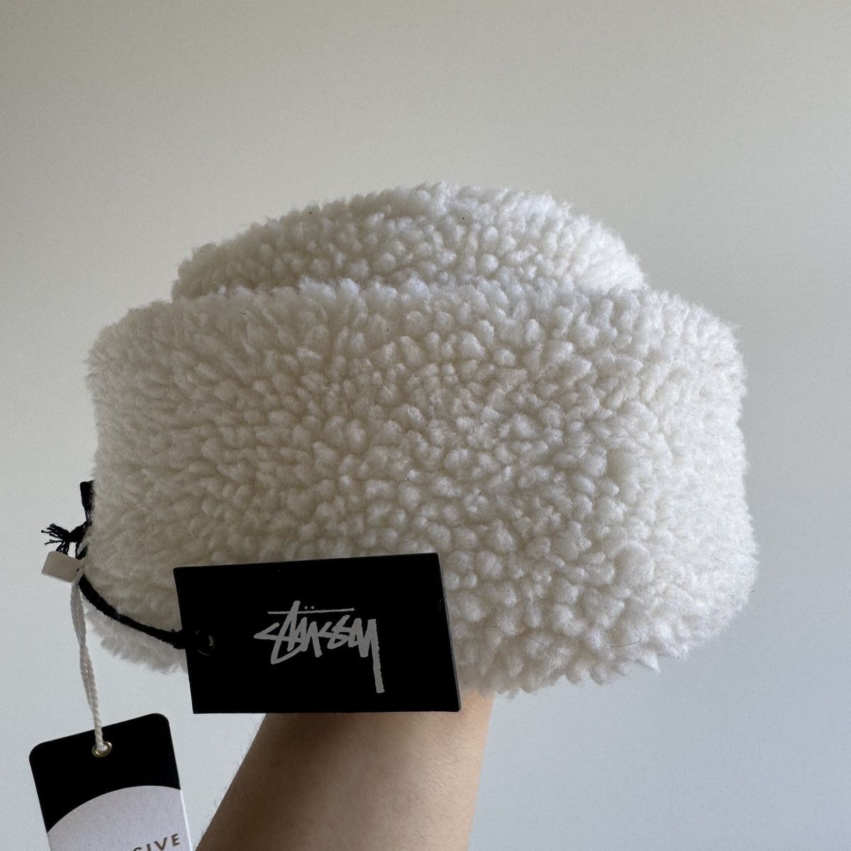 Stussy White Fleece Russian Ushanka Hat