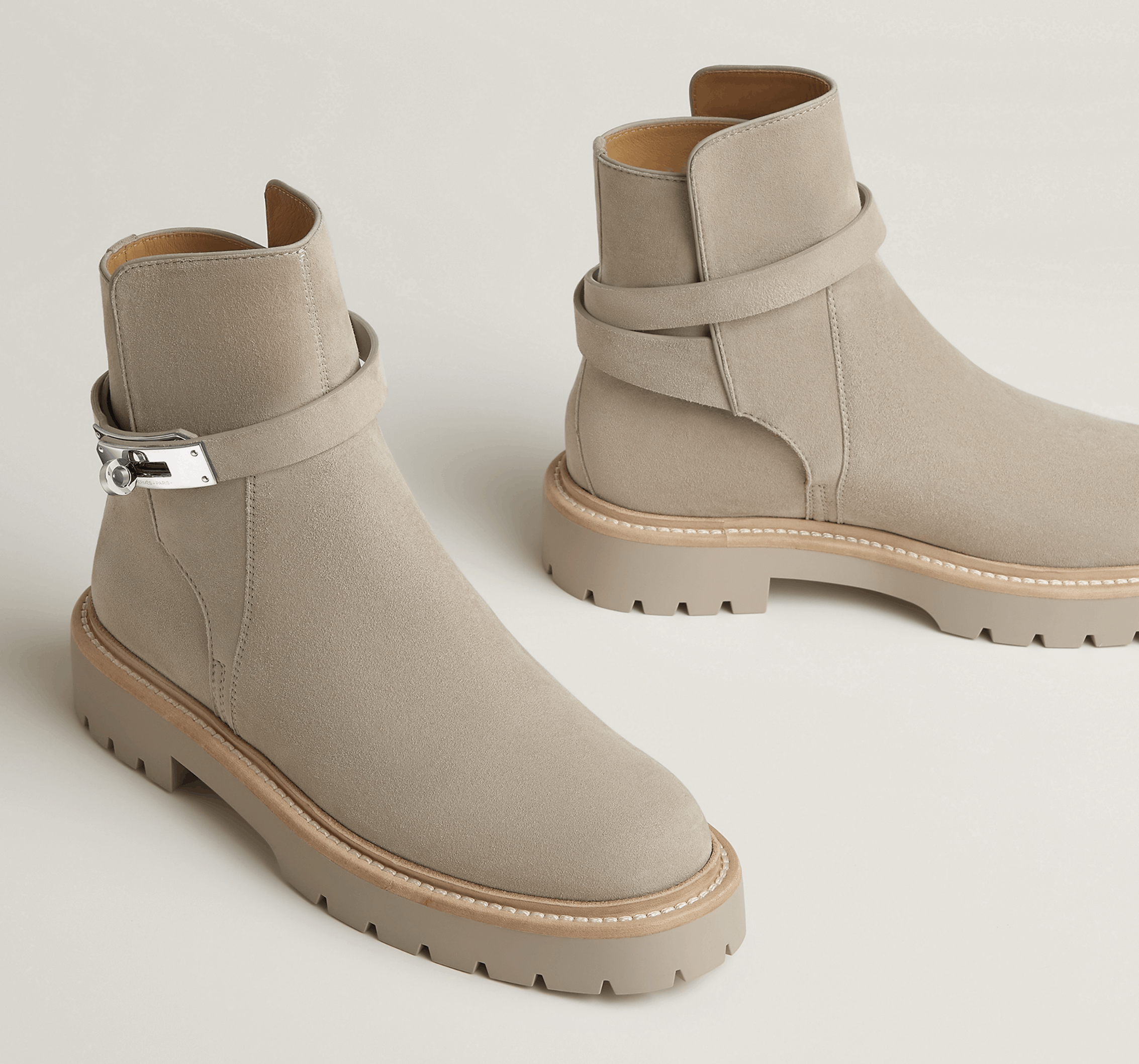 Hermes Hermes Jeff Ankle Boot Galet Suede Kelly Lock Buckle 40 Size US 10 / IT 40 - 5 Thumbnail