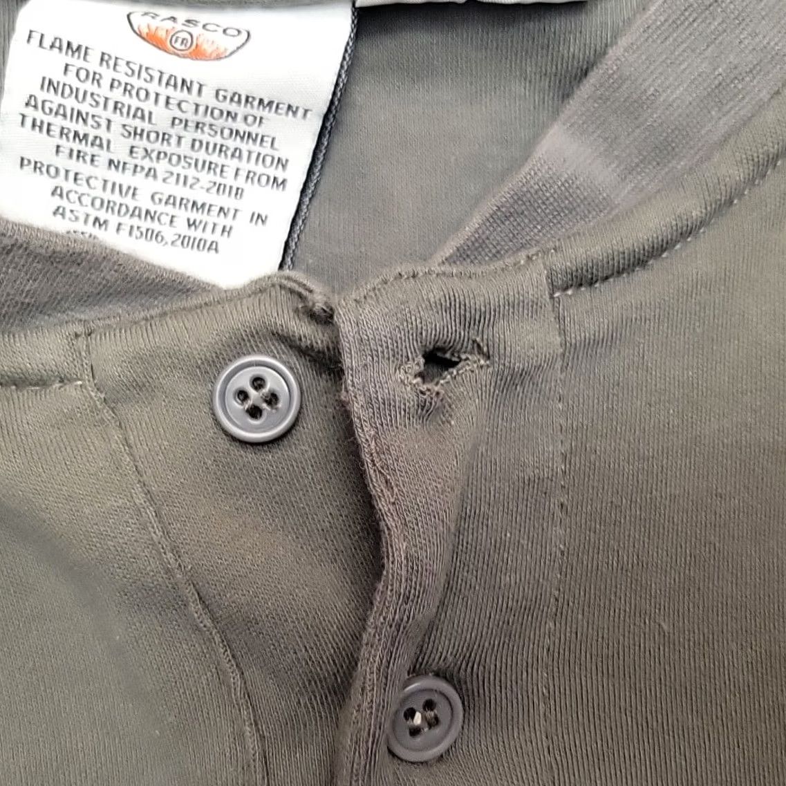 Vintage Rasco FR Shirt Mens 4XL Gray Henley Flame Long Sleeve Workwear Shirt Size US XXL / EU 58 / 5 - 4 Thumbnail