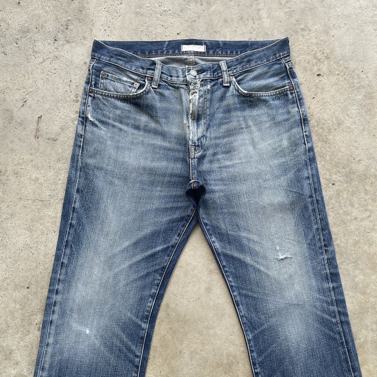Japanese Brand × Jean × Vintage W35 Vintage Japanese Faded Denim Distressed Jeans Pants Size US 35 - 3 Thumbnail